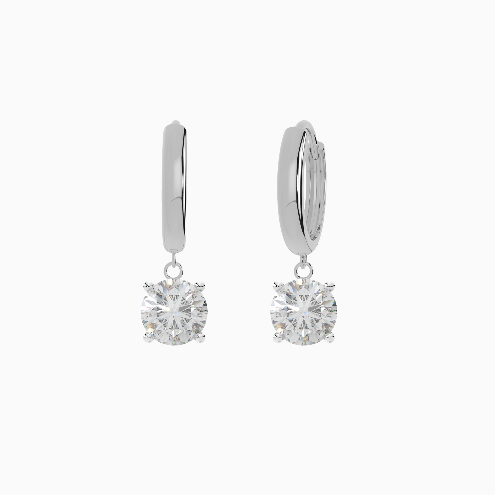Lab Grown Diamond Solitaire Dangle Hoop Earrings
