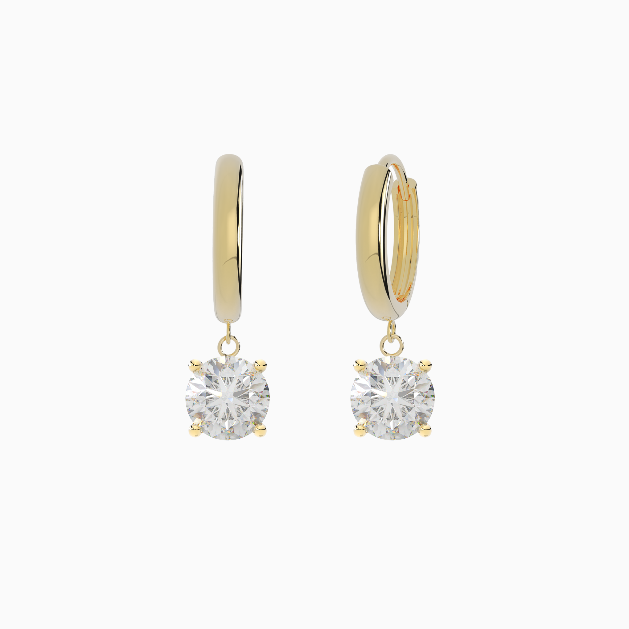 Lab Grown Diamond Solitaire Dangle Hoop Earrings