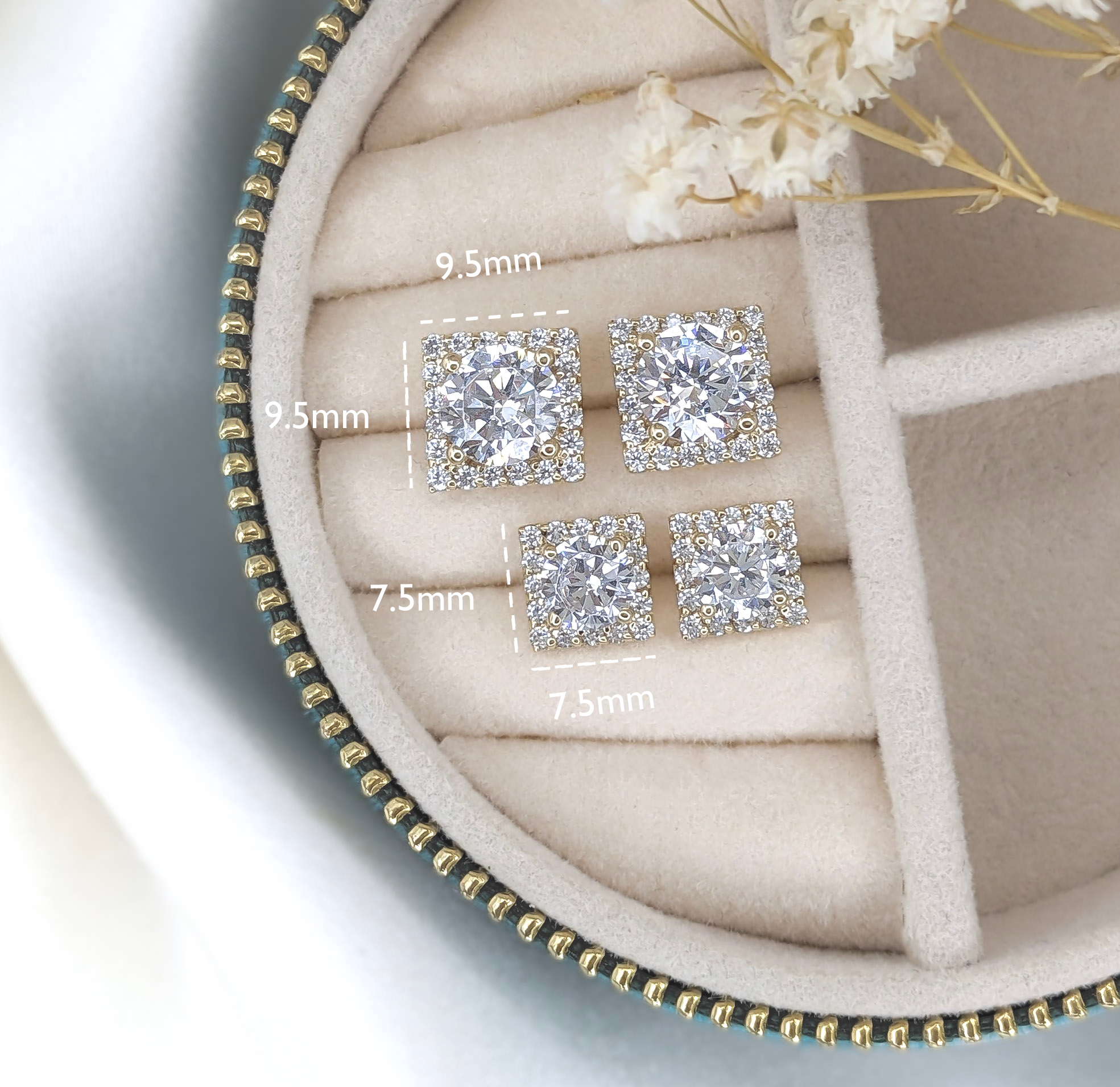 Square Halo Earrings