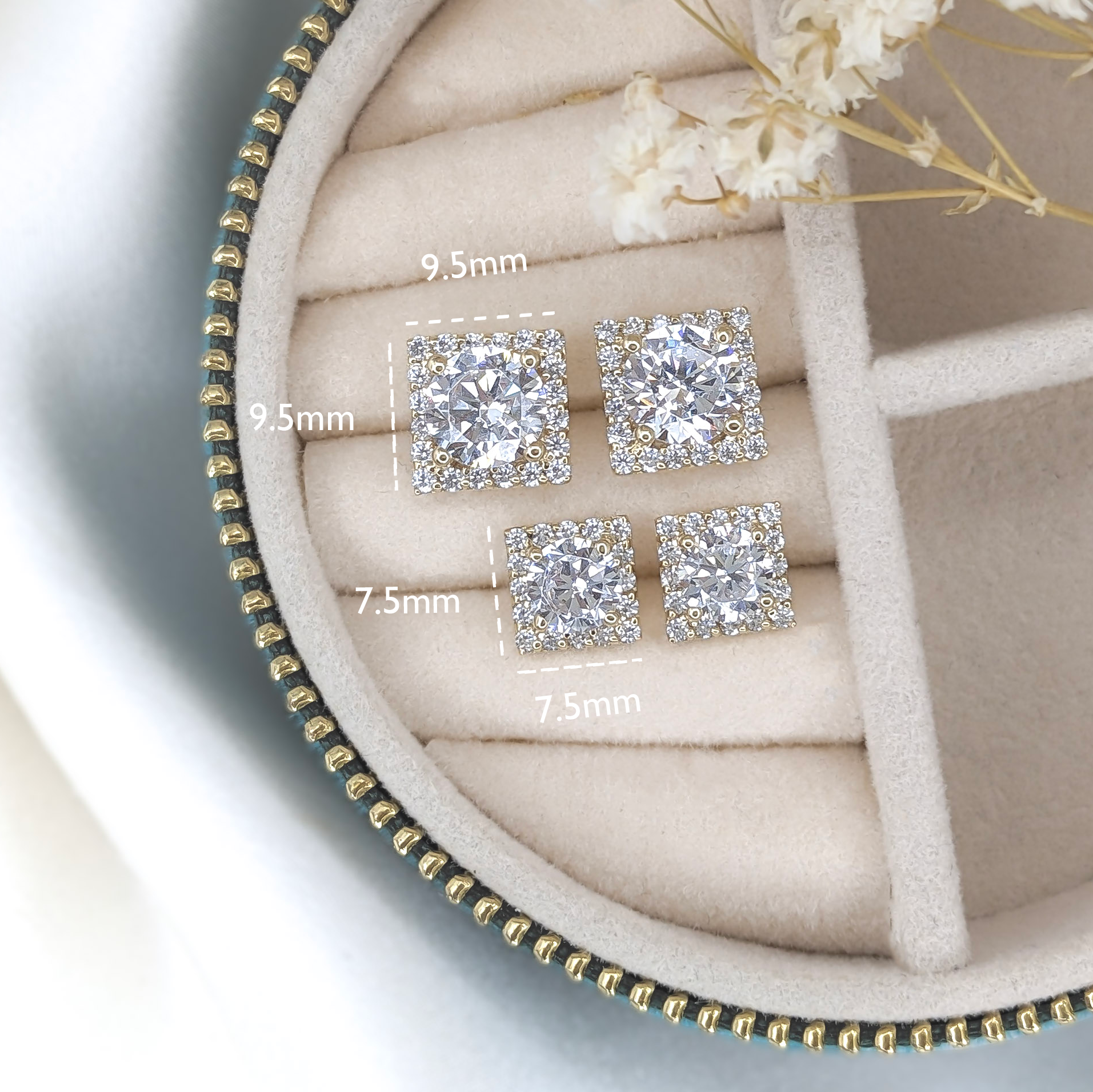 Square Halo Earrings