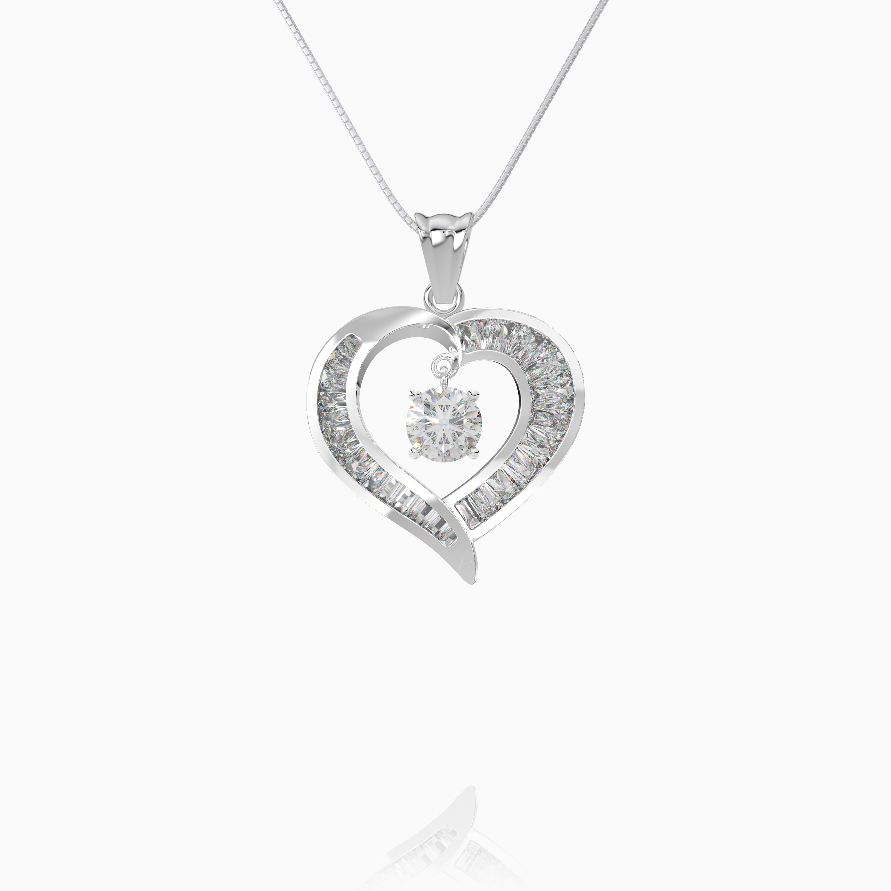 Dancing Baguette Heart Pendant