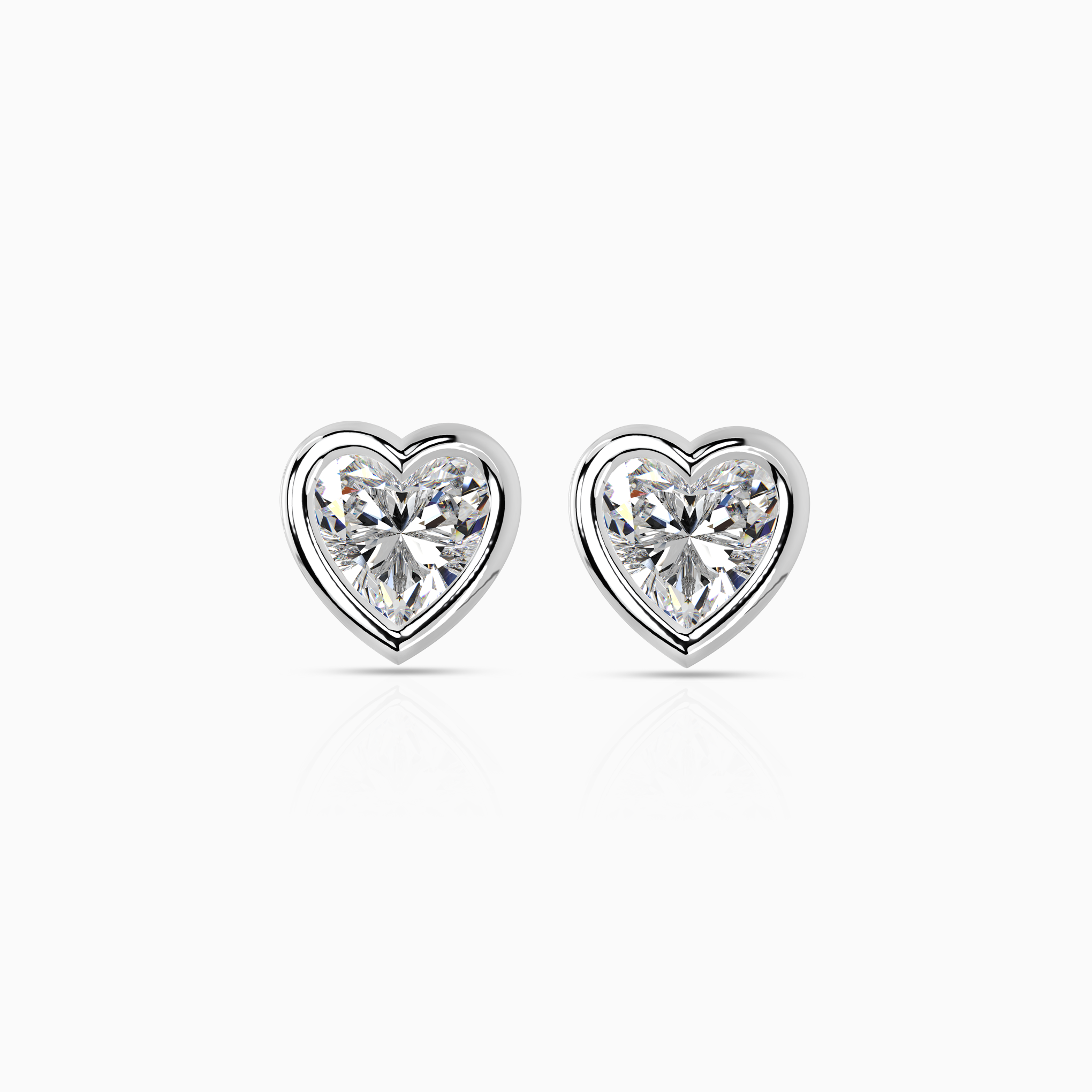 Bezel Solitaire Heart Earrings