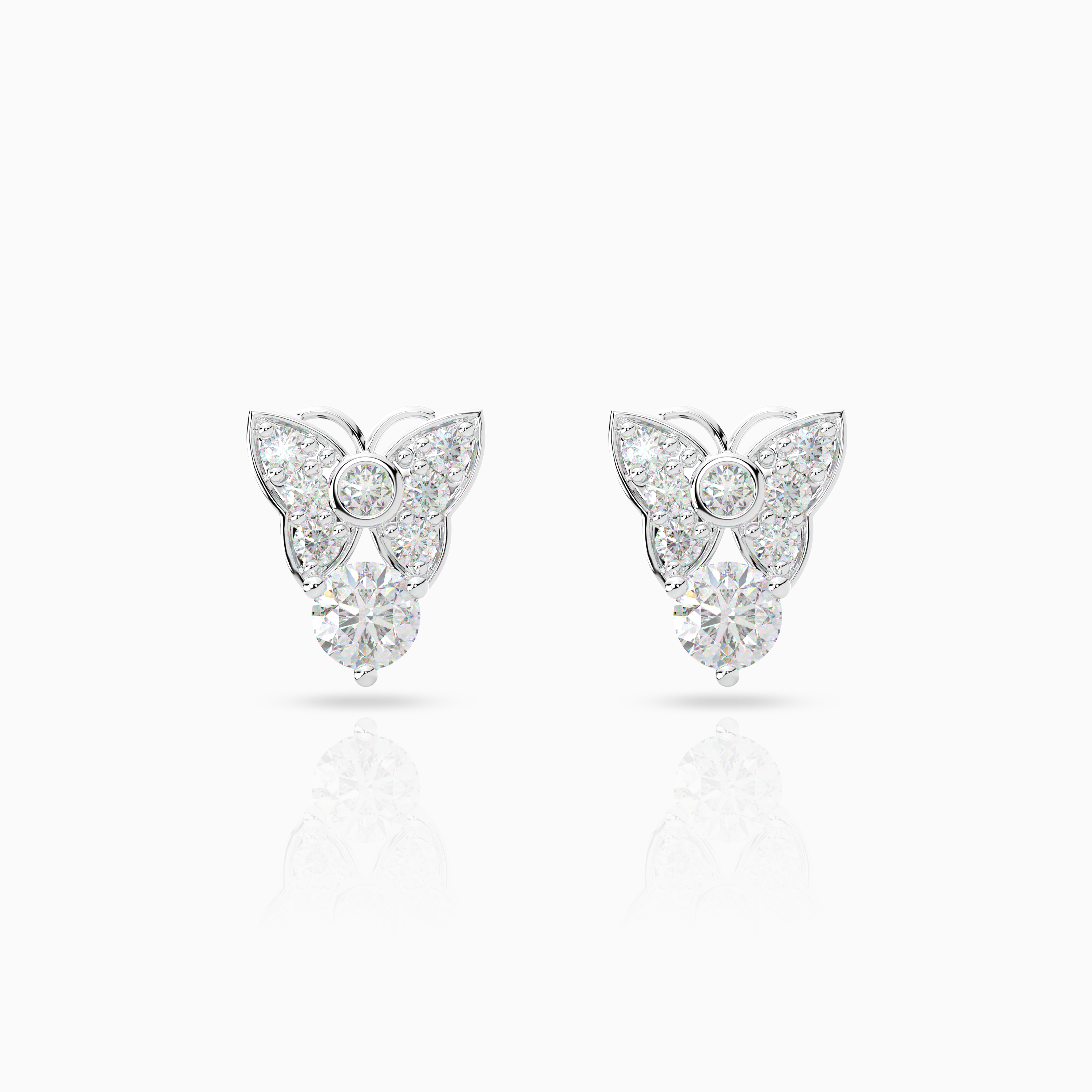 Butterfly Solitaire Stud Earrings