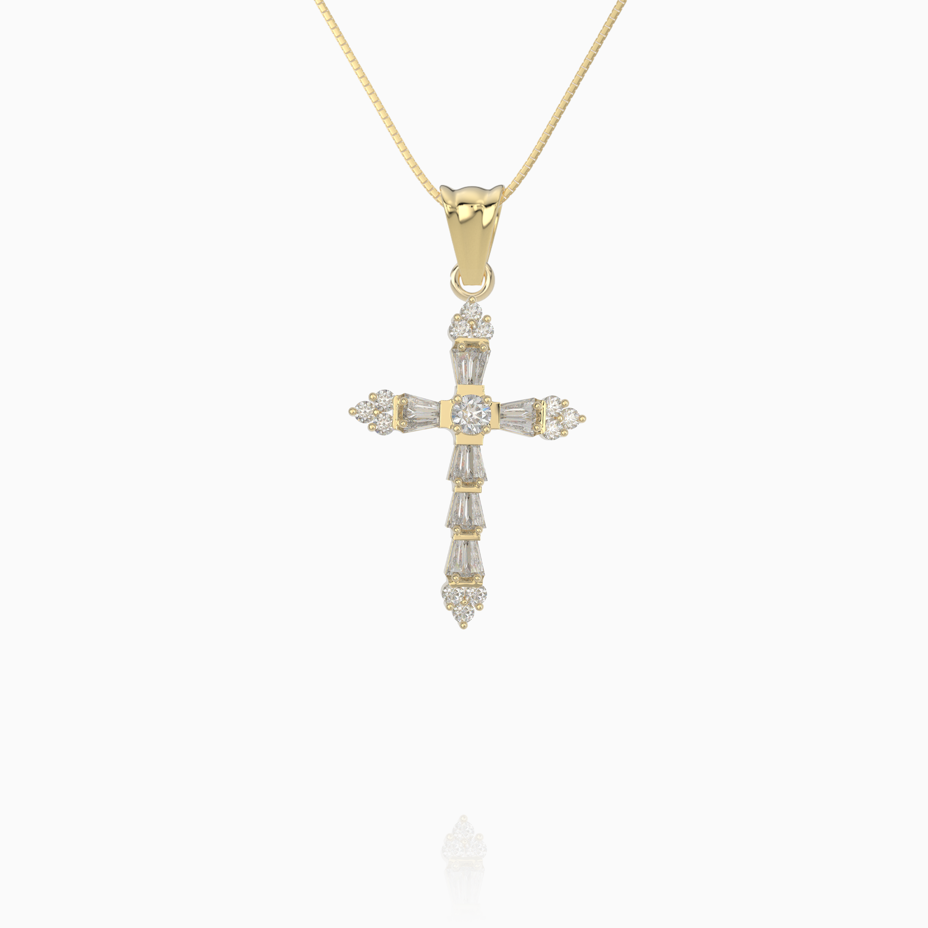 Taper Baguette Cross Pendant