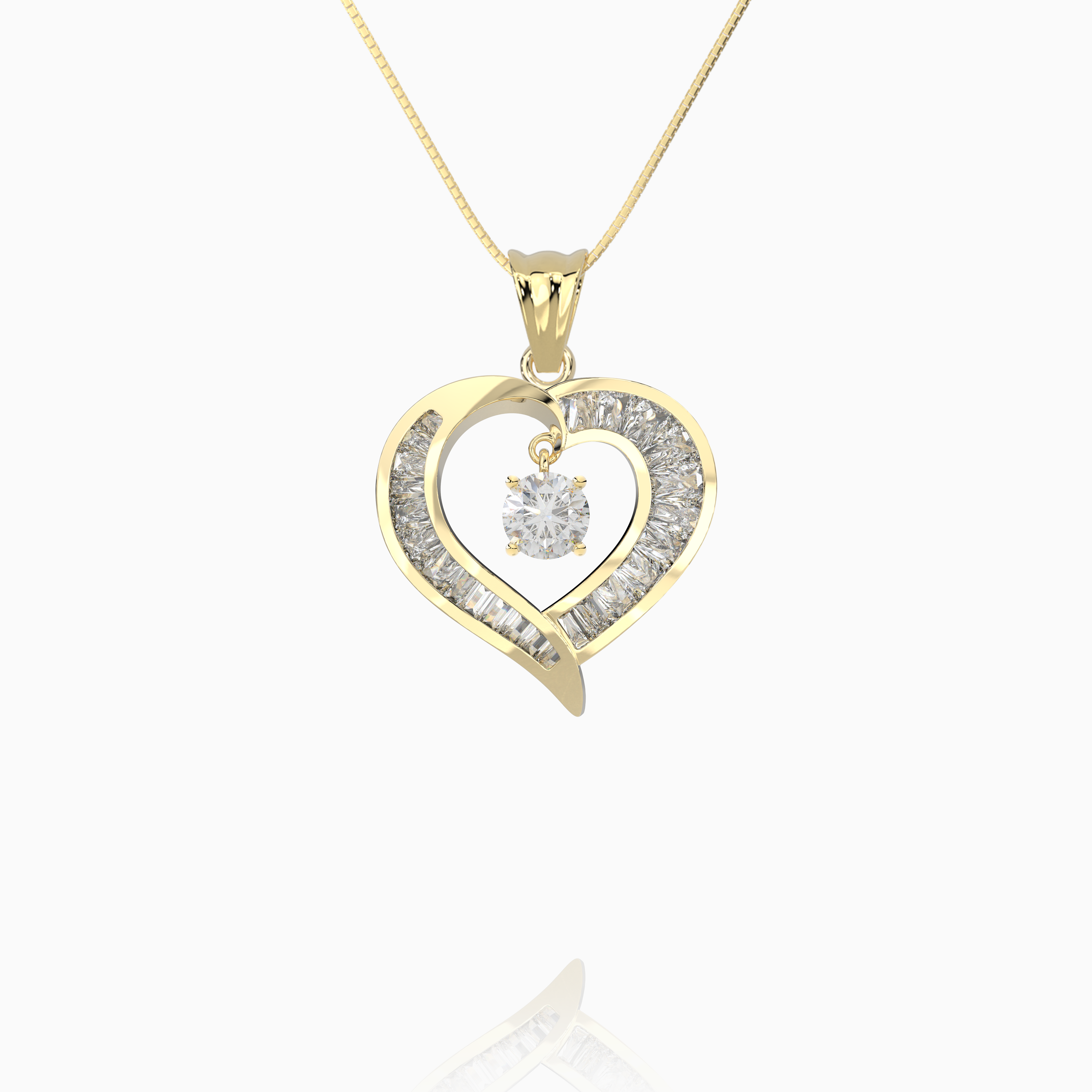 Dancing Baguette Heart Pendant