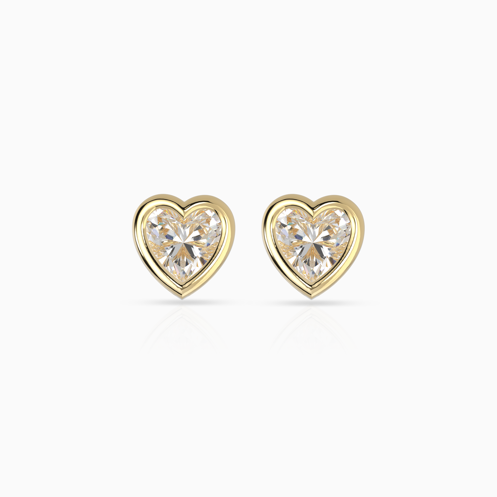 Bezel Solitaire Heart Earrings