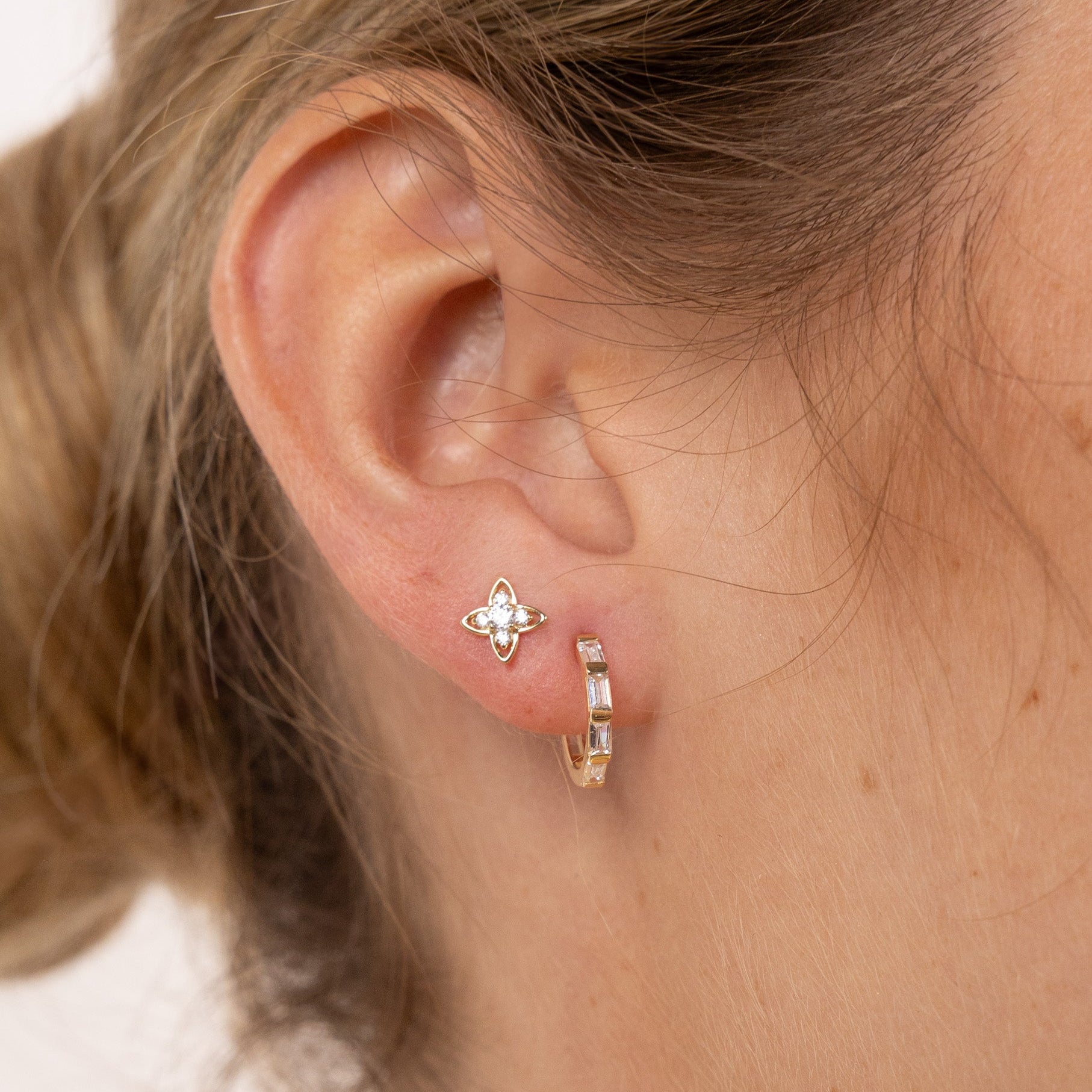 Gold Baguette Hoop Earrings