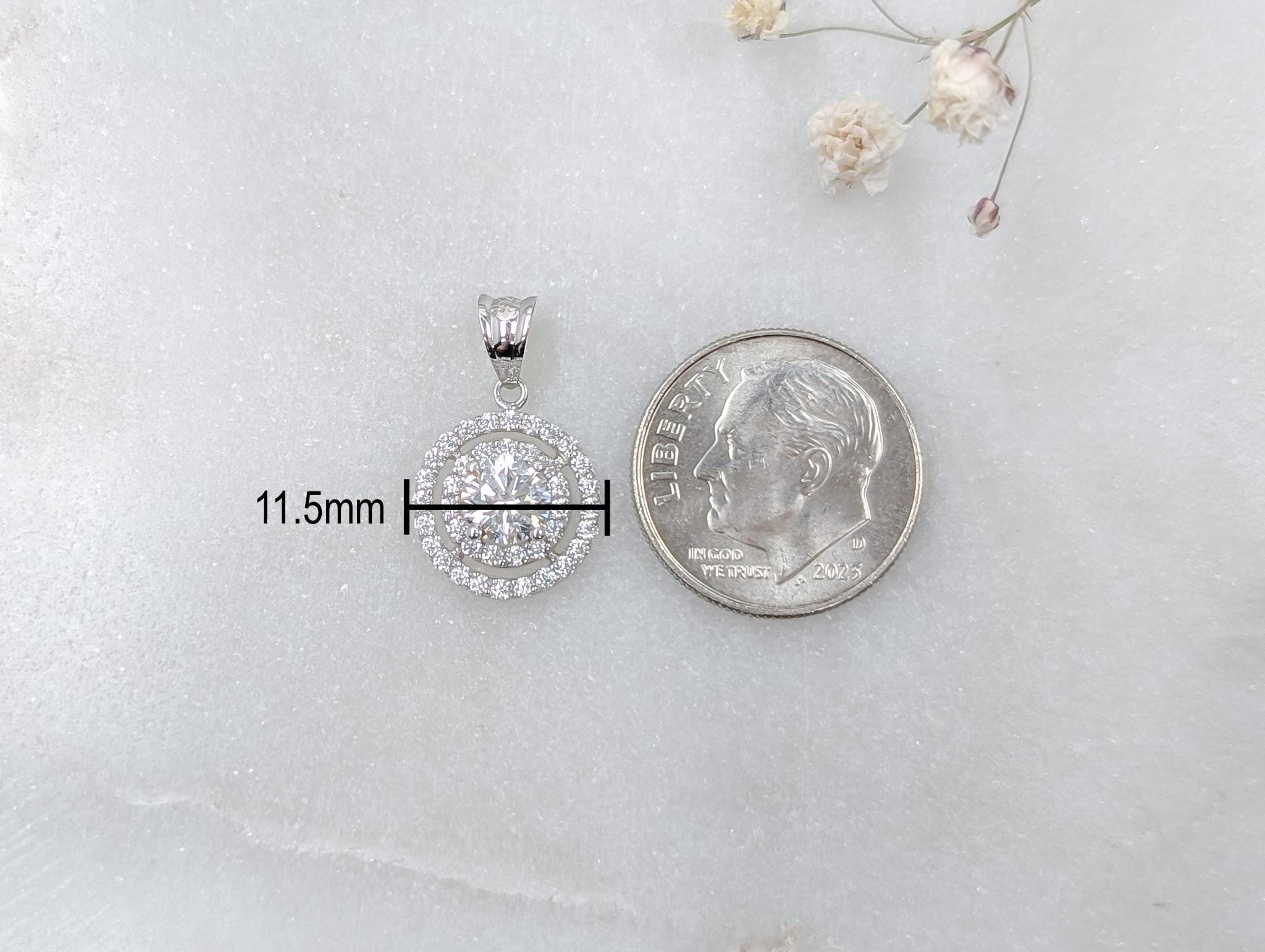 Double Pavé Halo Pendant - .925 Sterling Silver