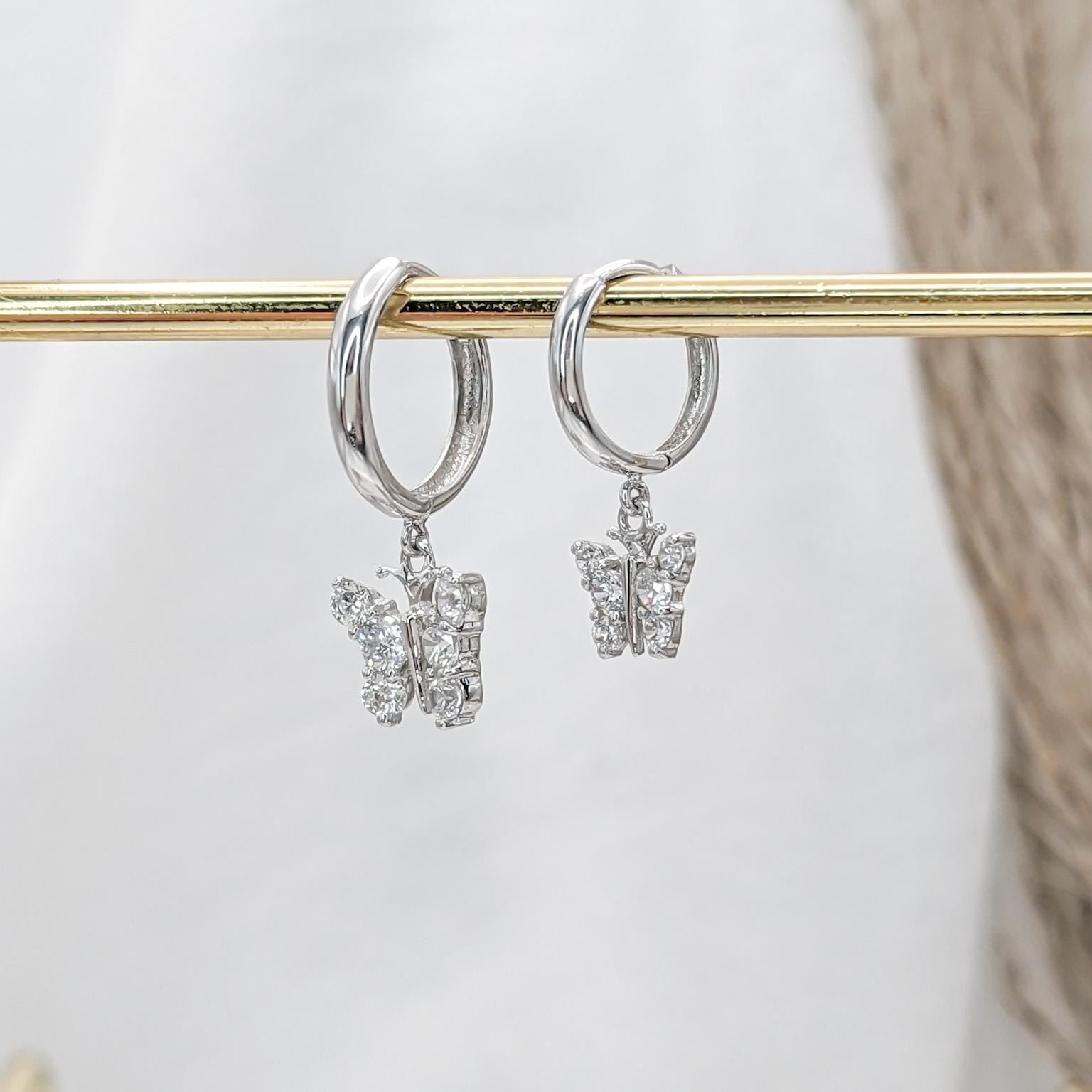 Dainty Butterfly Hoop Earrings - .925 Sterling Silver