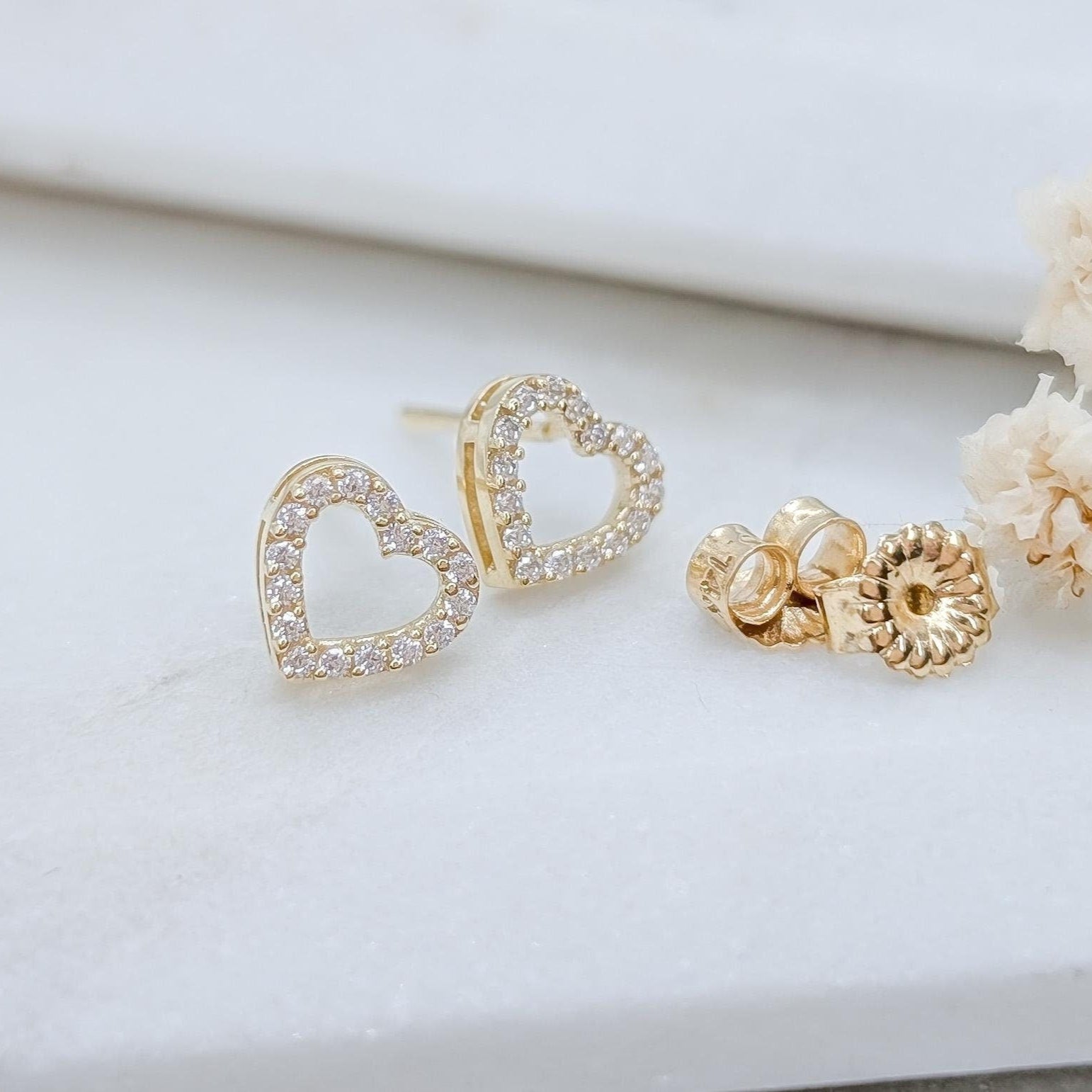 Small Pavé Heart Studs