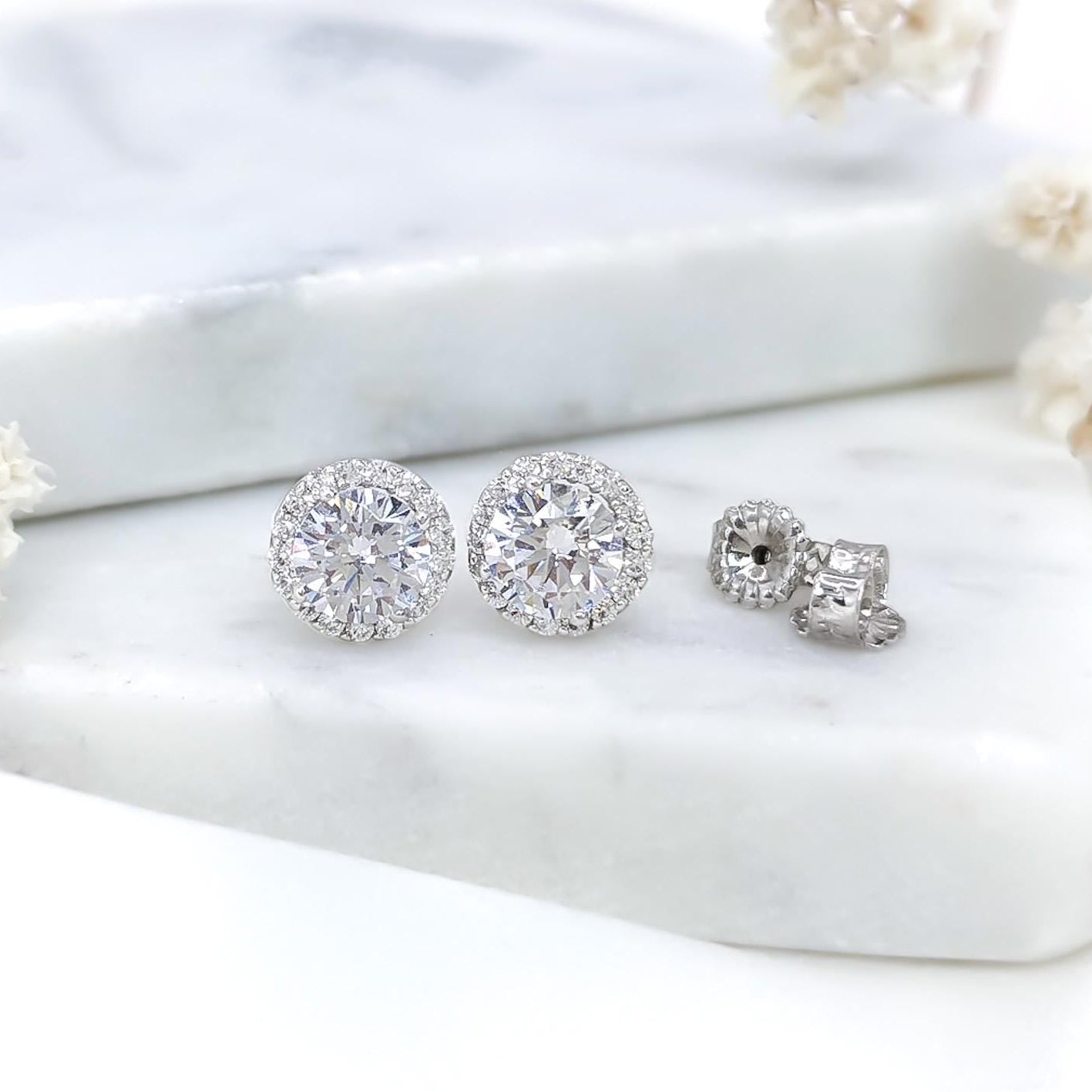 Halo Earrings - .925 Sterling Silver