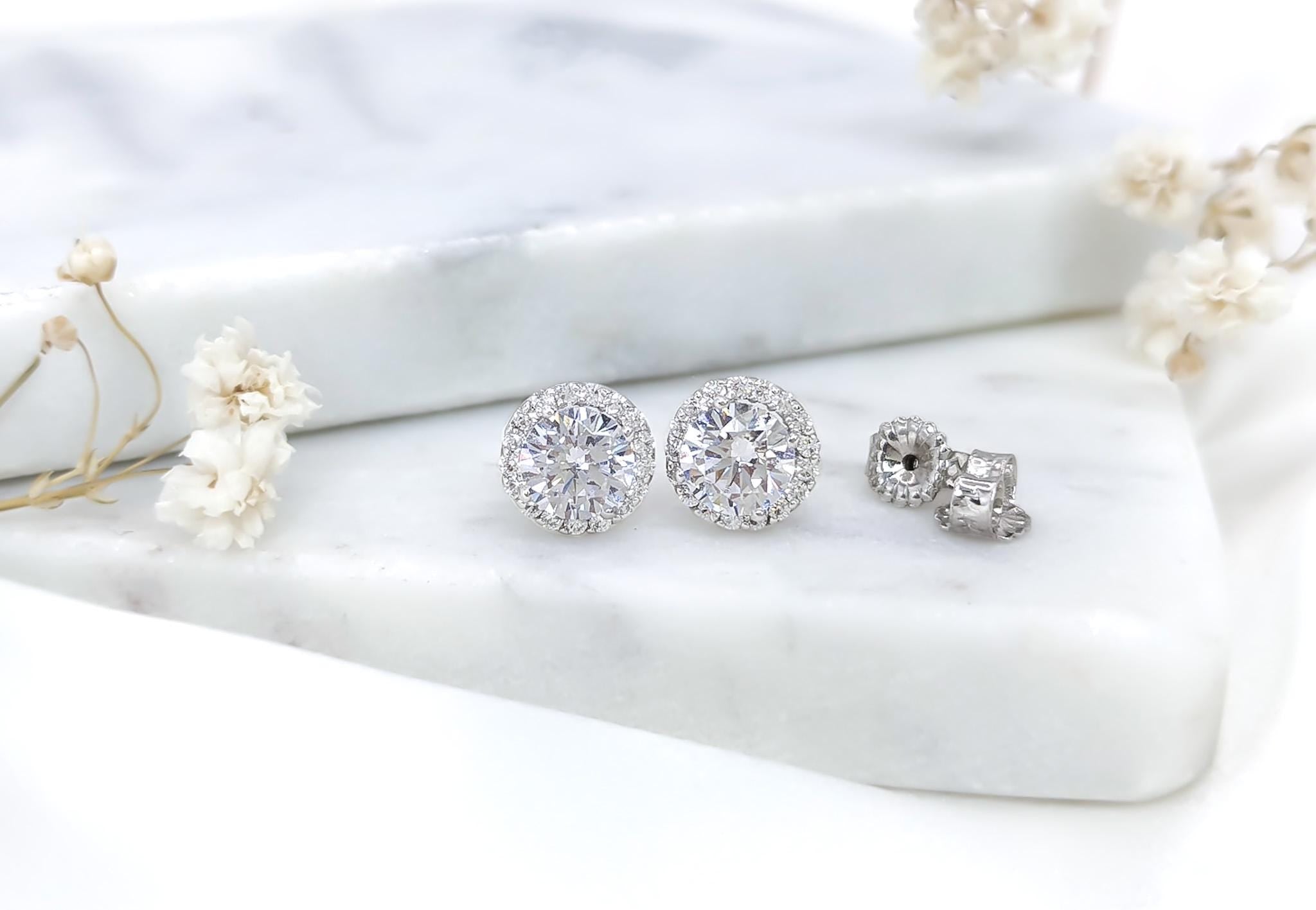 Halo Earrings - .925 Sterling Silver