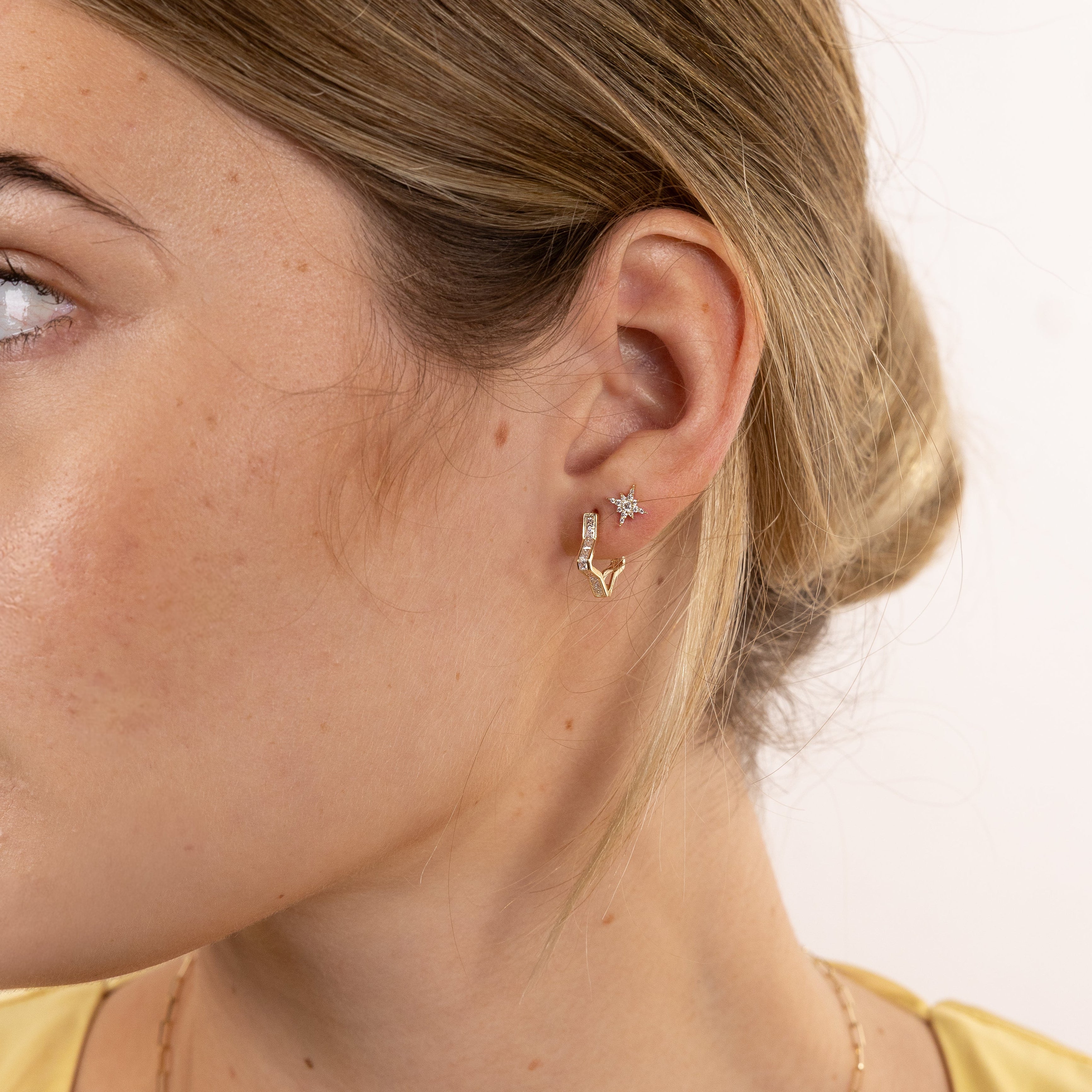Star Huggies Hoop Earrings
