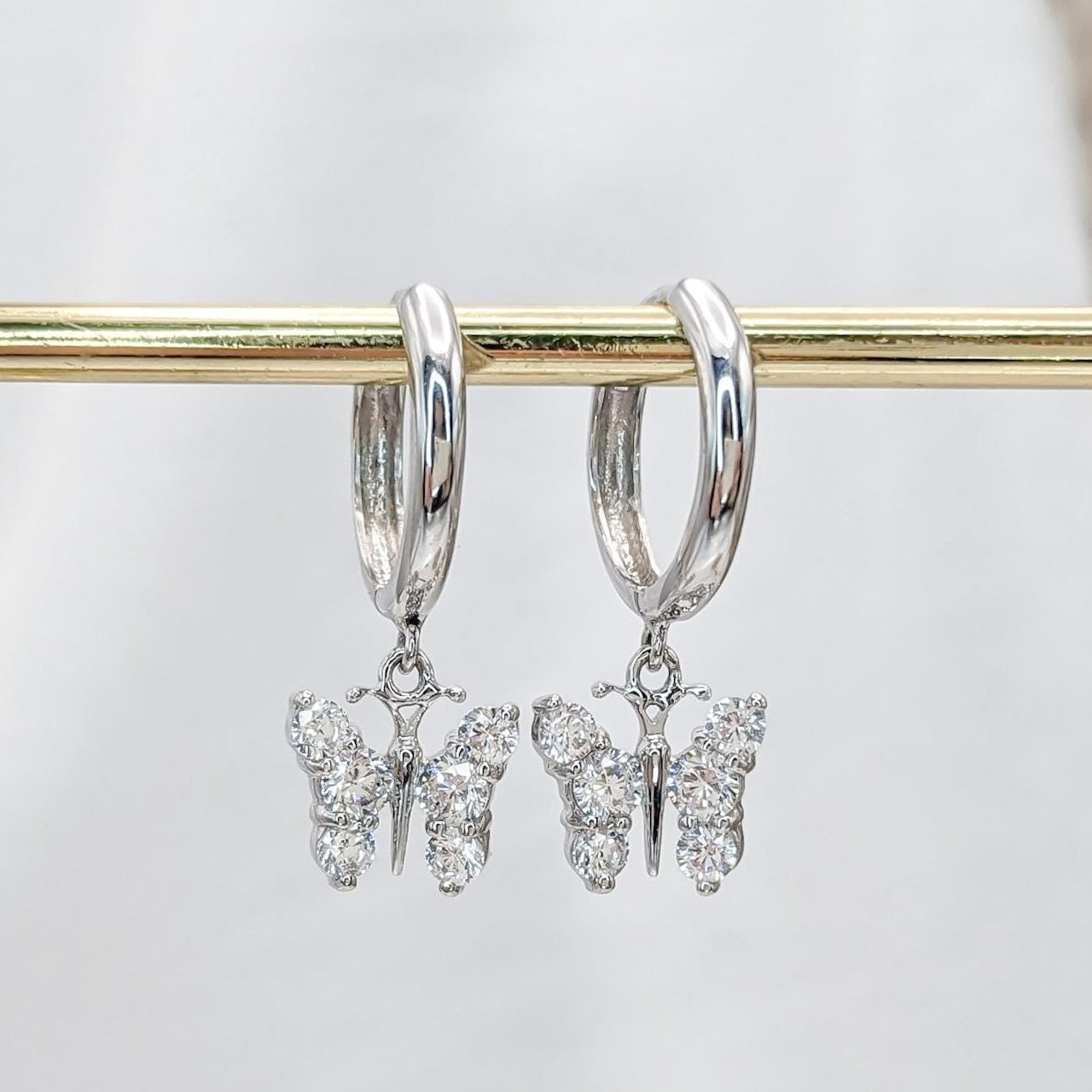 Dainty Butterfly Hoop Earrings - .925 Sterling Silver
