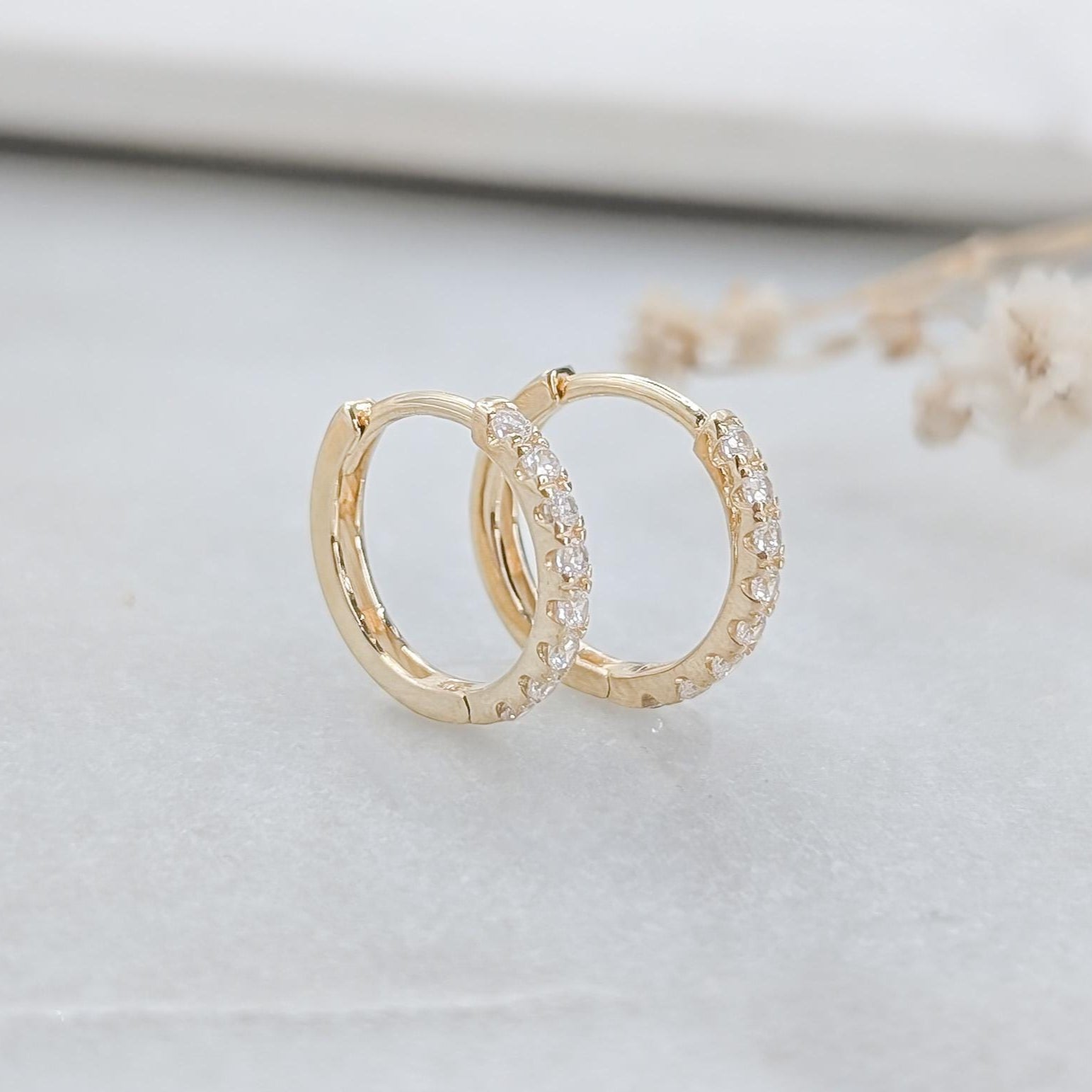 Slim Pavé Hoop Earrings