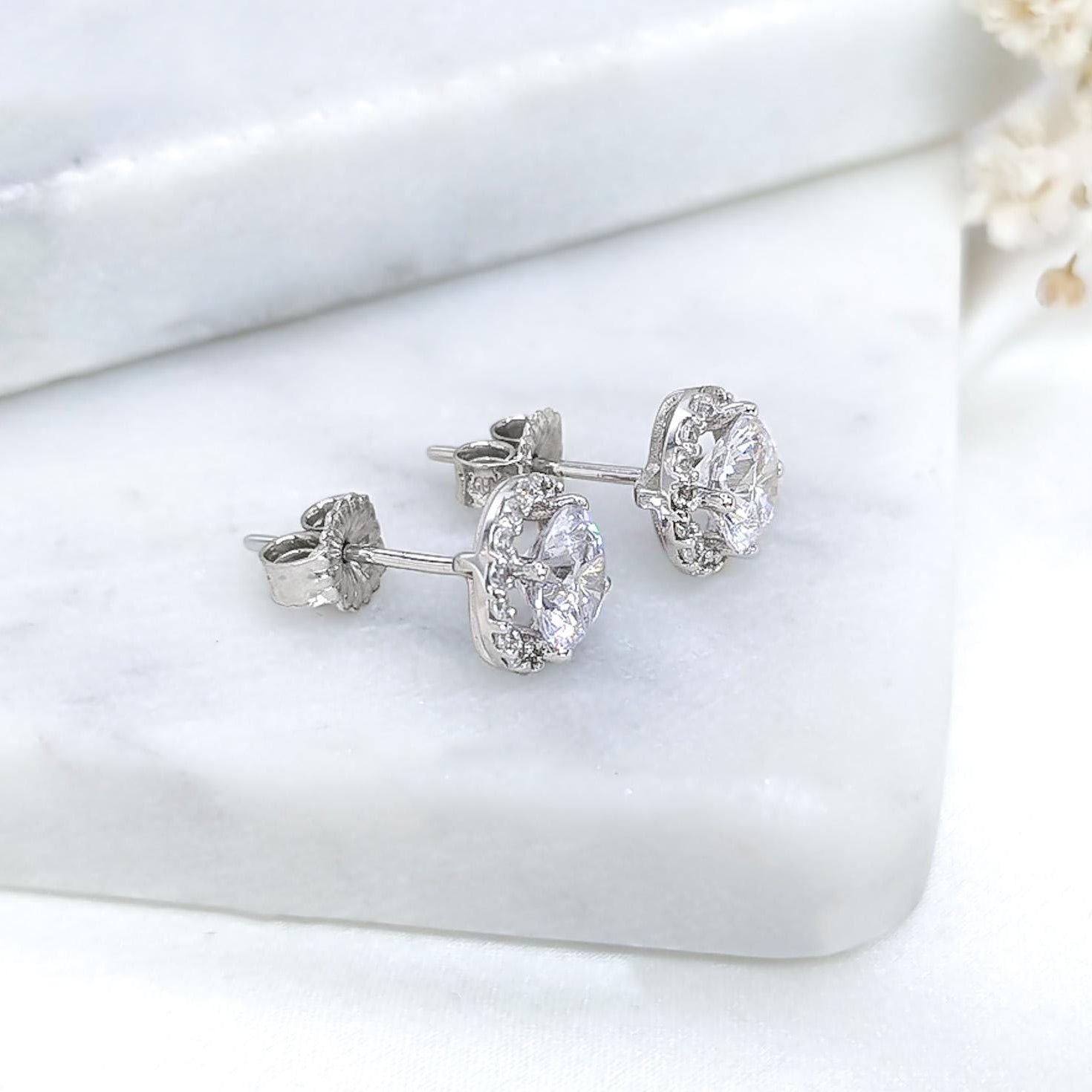 Halo Earrings - .925 Sterling Silver