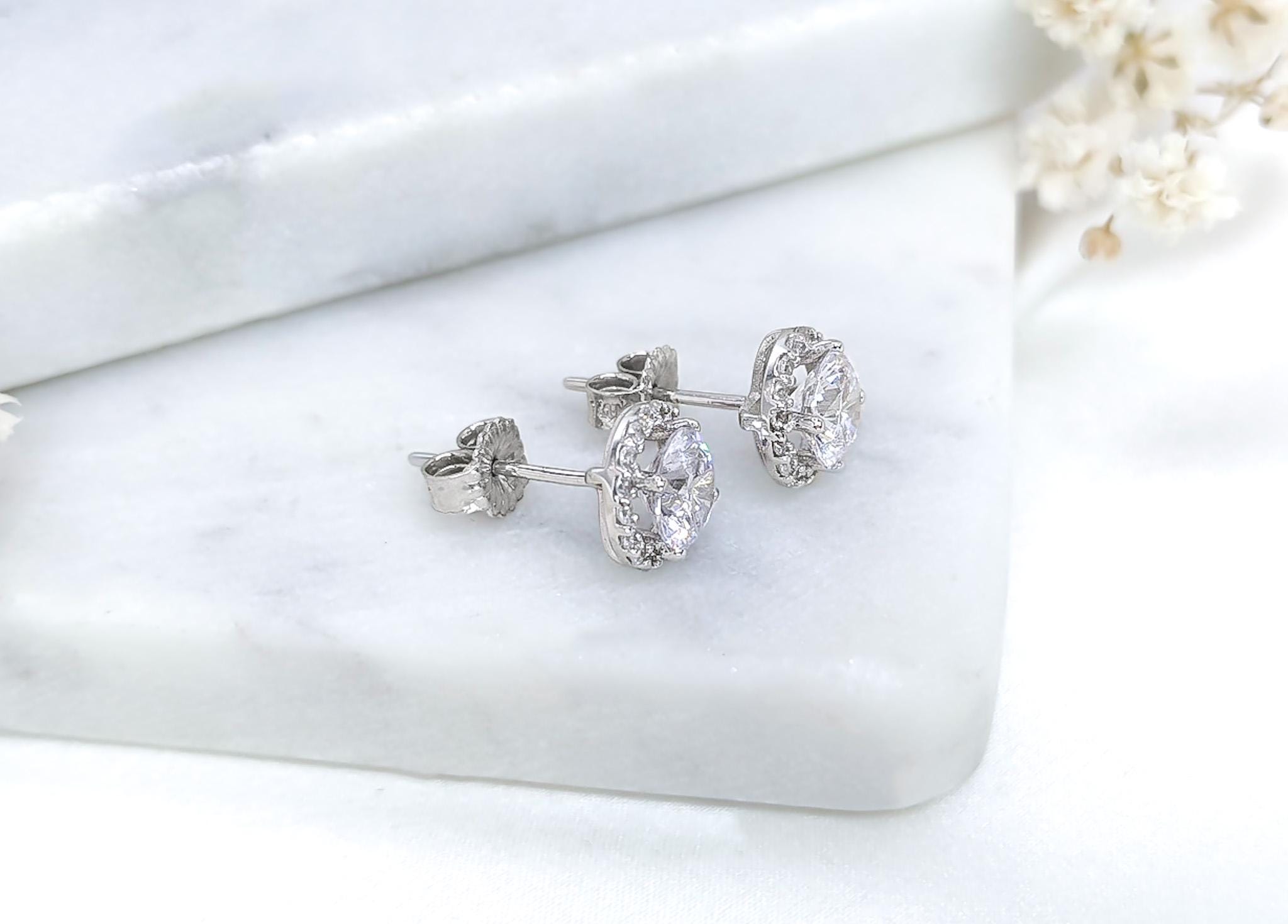 Halo Earrings - .925 Sterling Silver