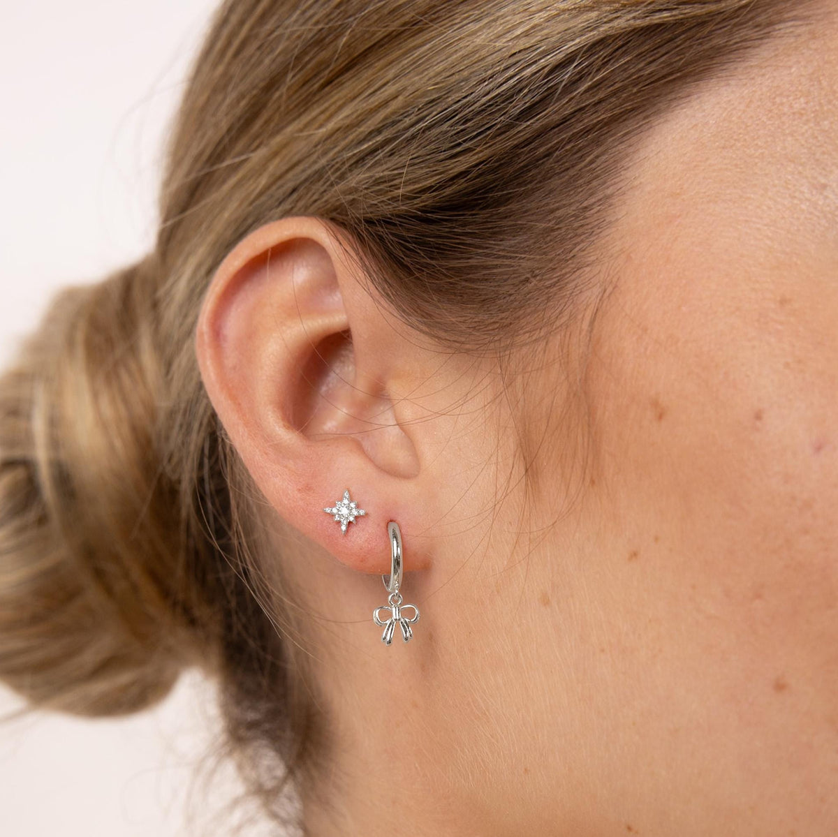 Mini Bow Hoop Earrings - .925 Sterling Silver