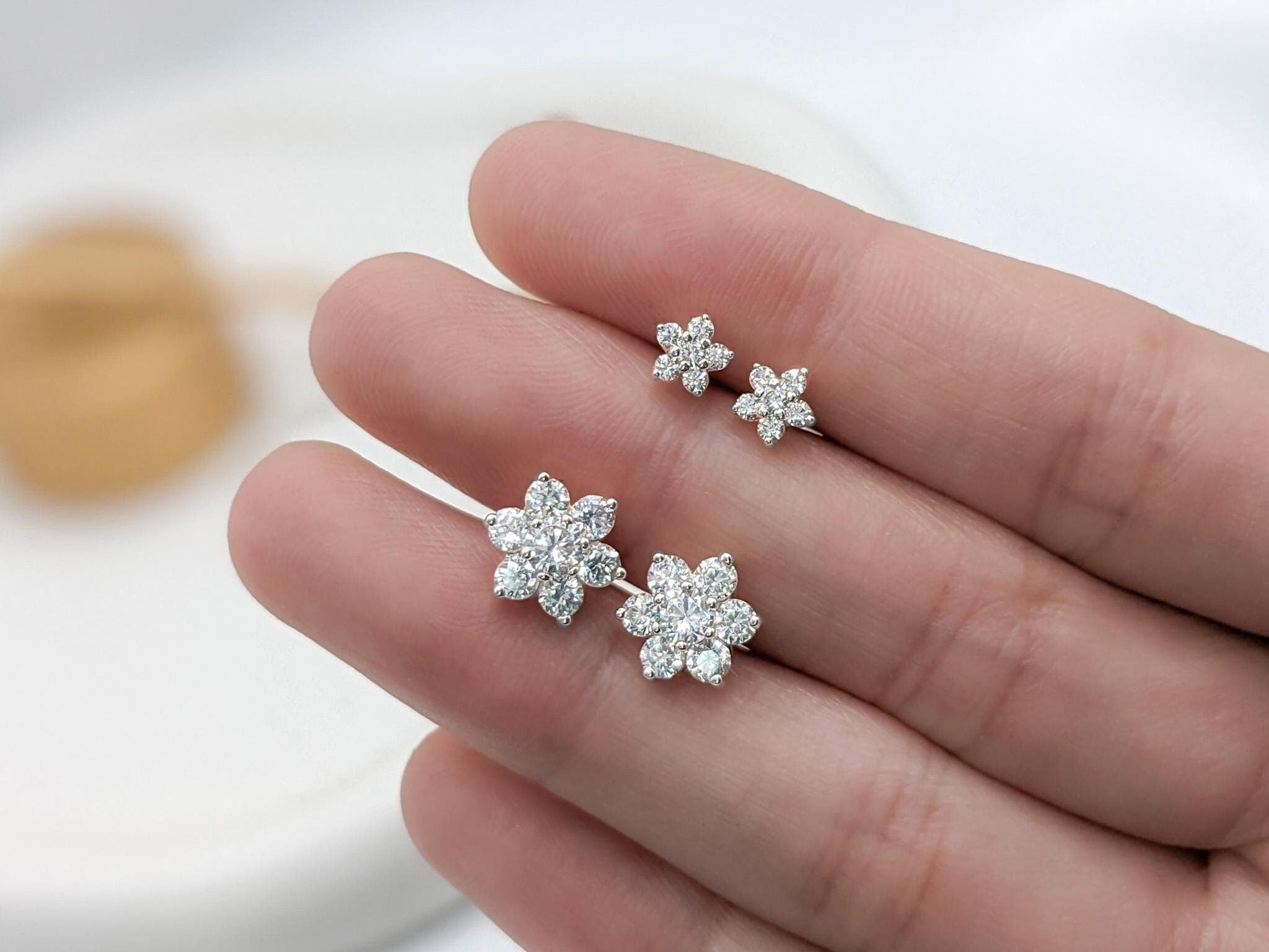 925 Sterling Silver Flower Earrings