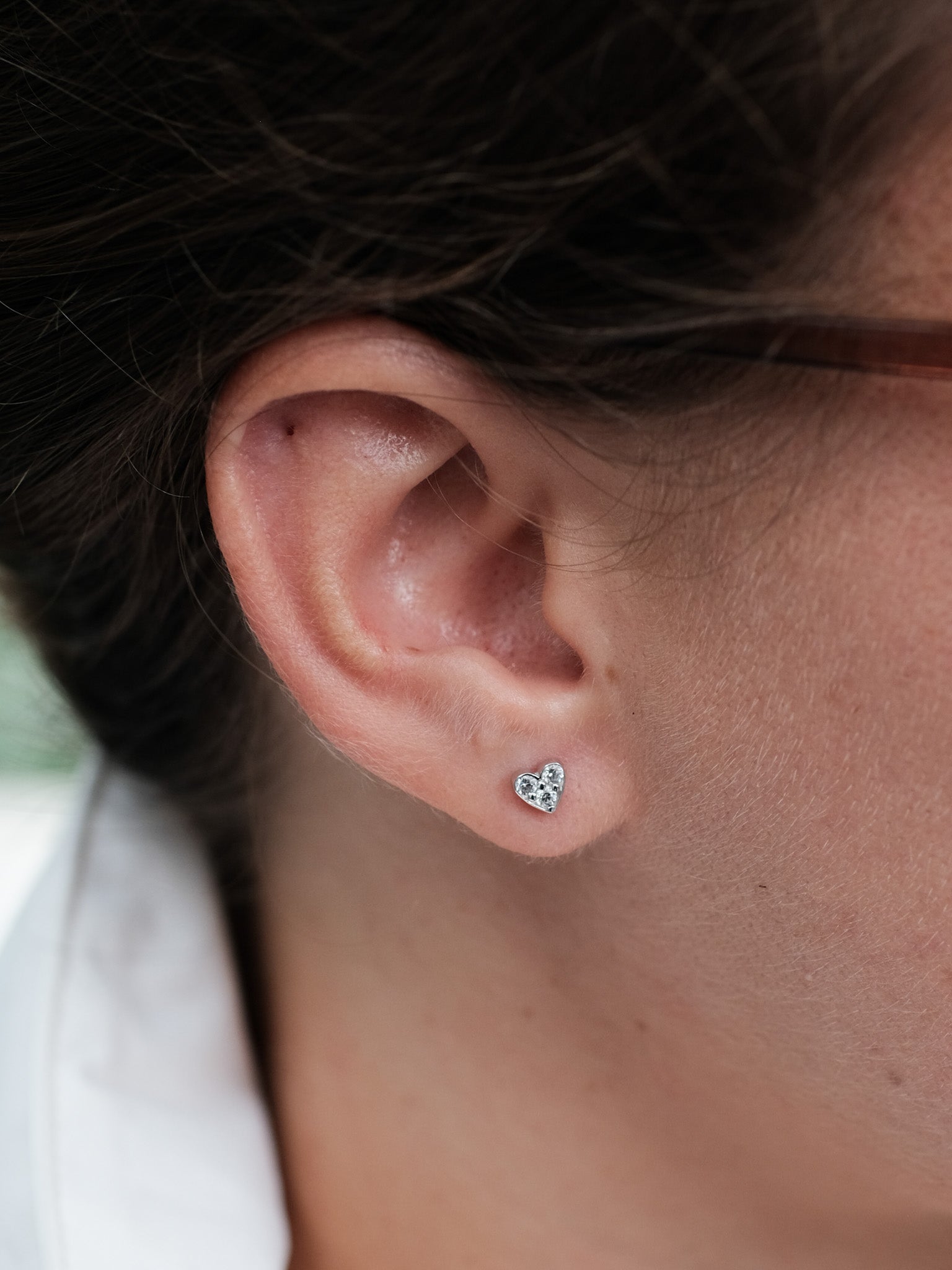 Dainty Pavé Heart Stud