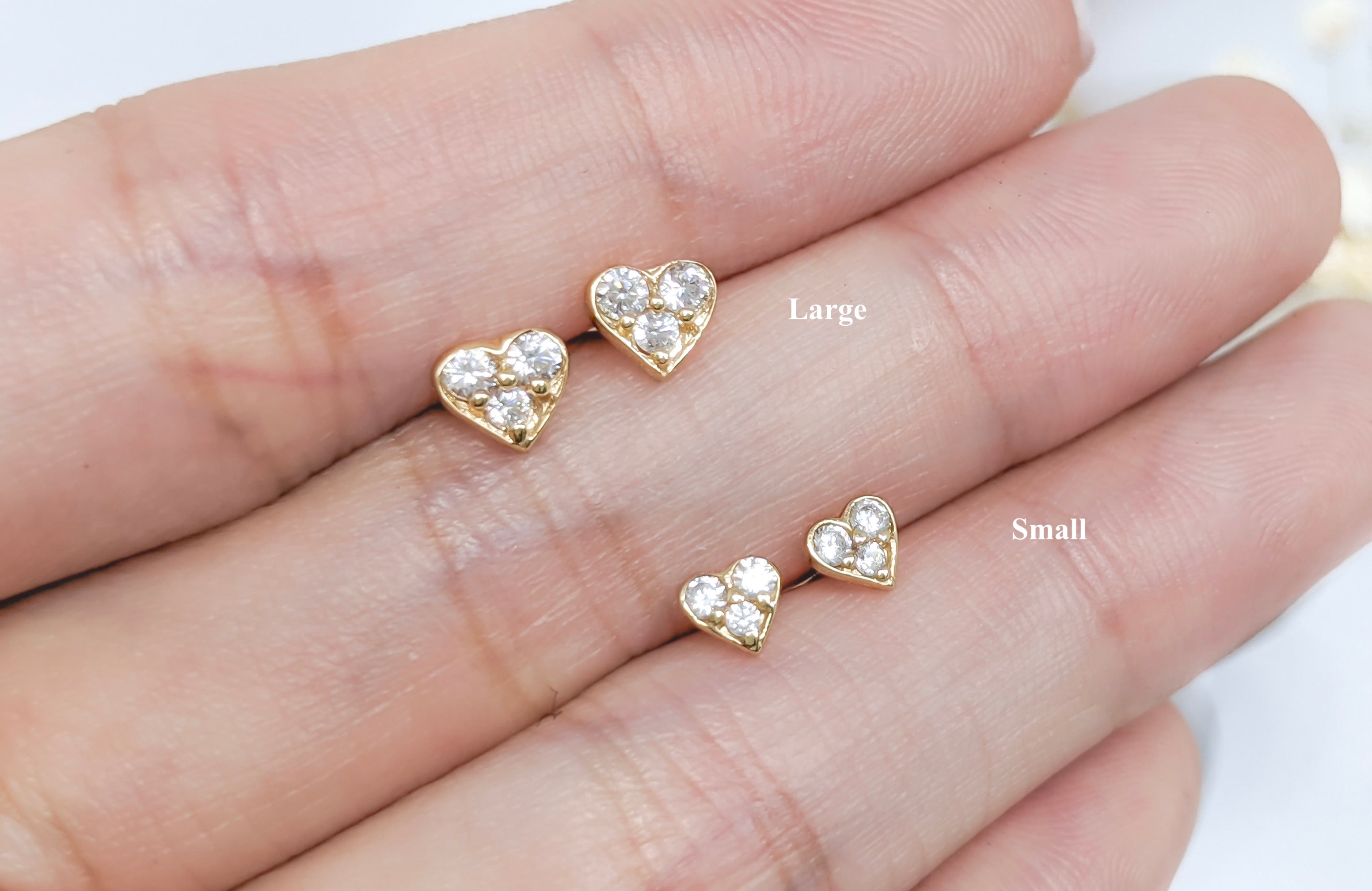 Dainty Pavé Heart Stud