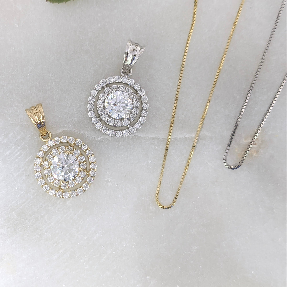 Double Pavé Halo Pendant