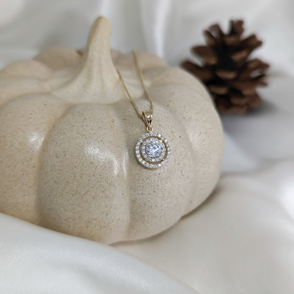Double Pavé Halo Pendant