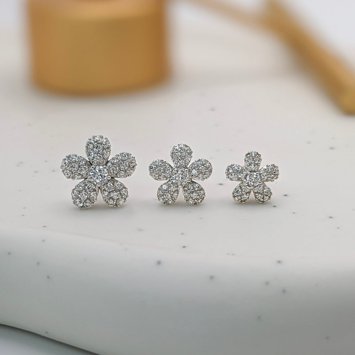 Pavé Flower Earrings
