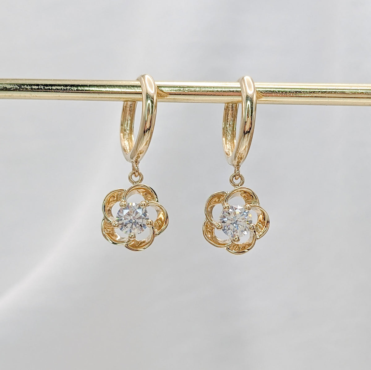 Plumeria Flower Hoop Earrings