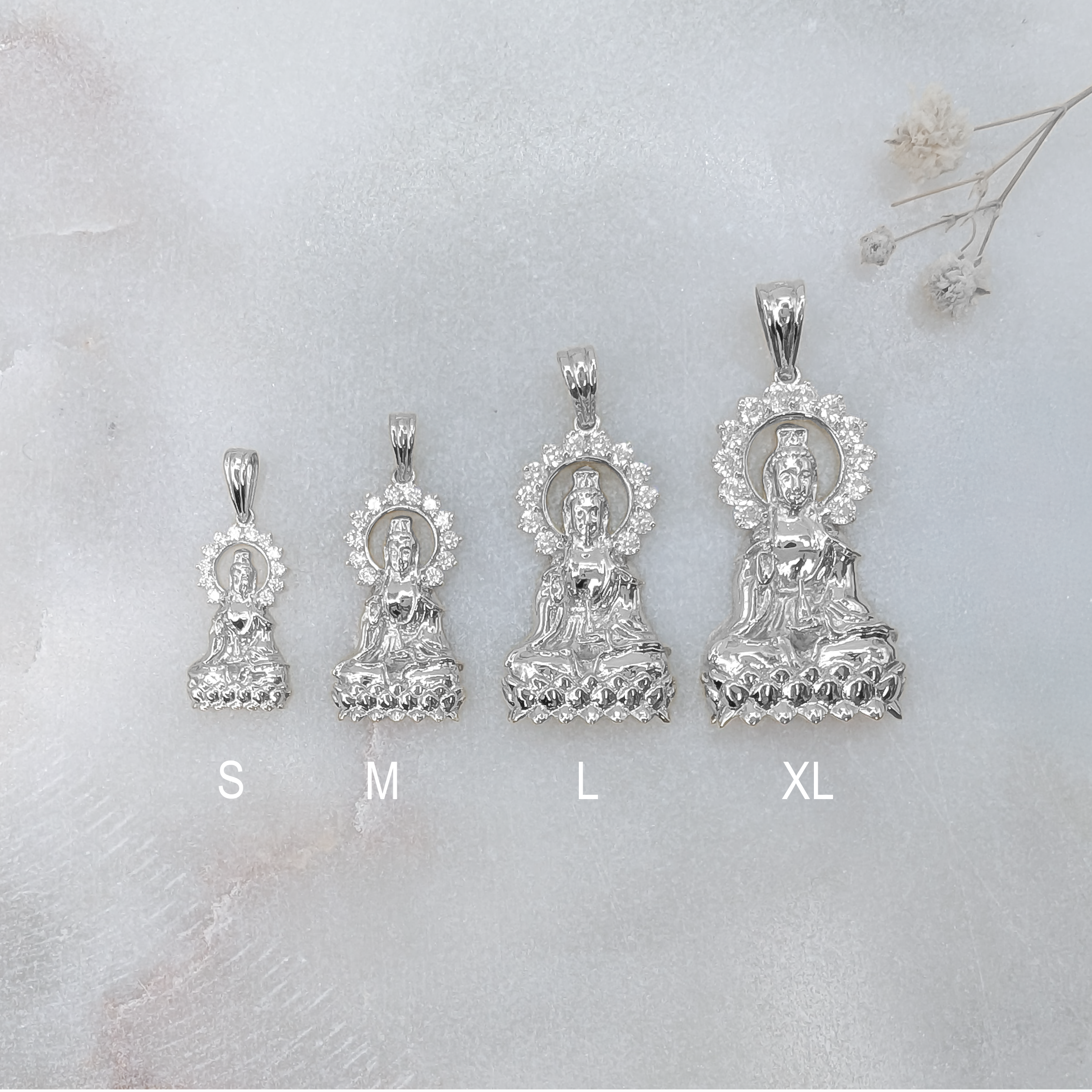 Lady Buddha Pendant - 925 Sterling Silver