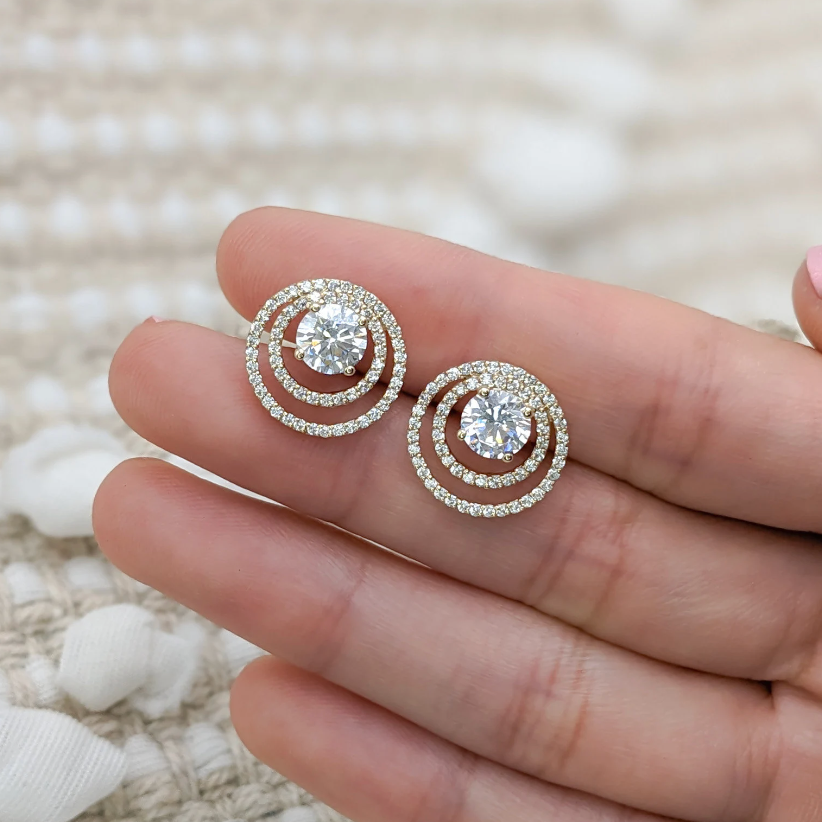 Double Stack Halo Earrings