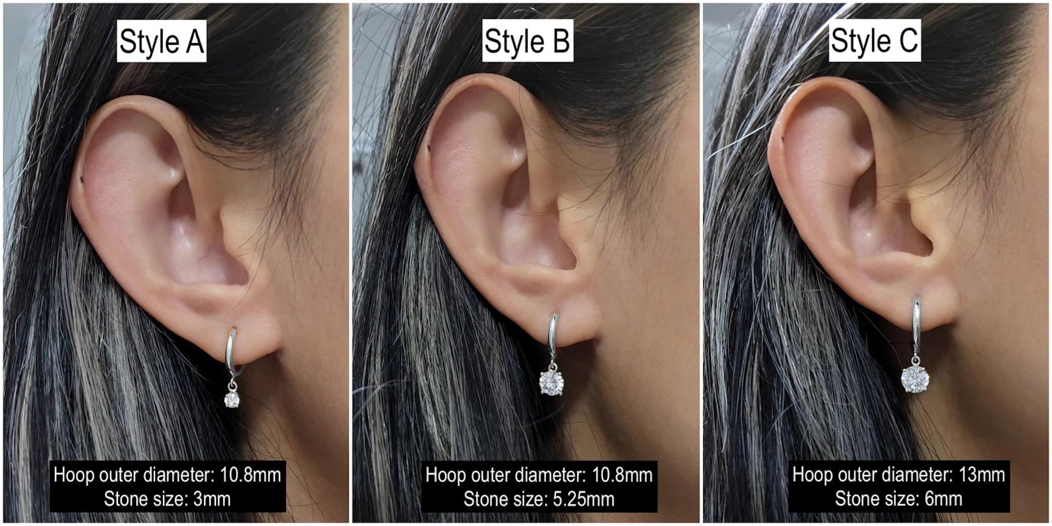Solitaire Dangle Hoop Earrings – .925 Sterling Silver Hoops