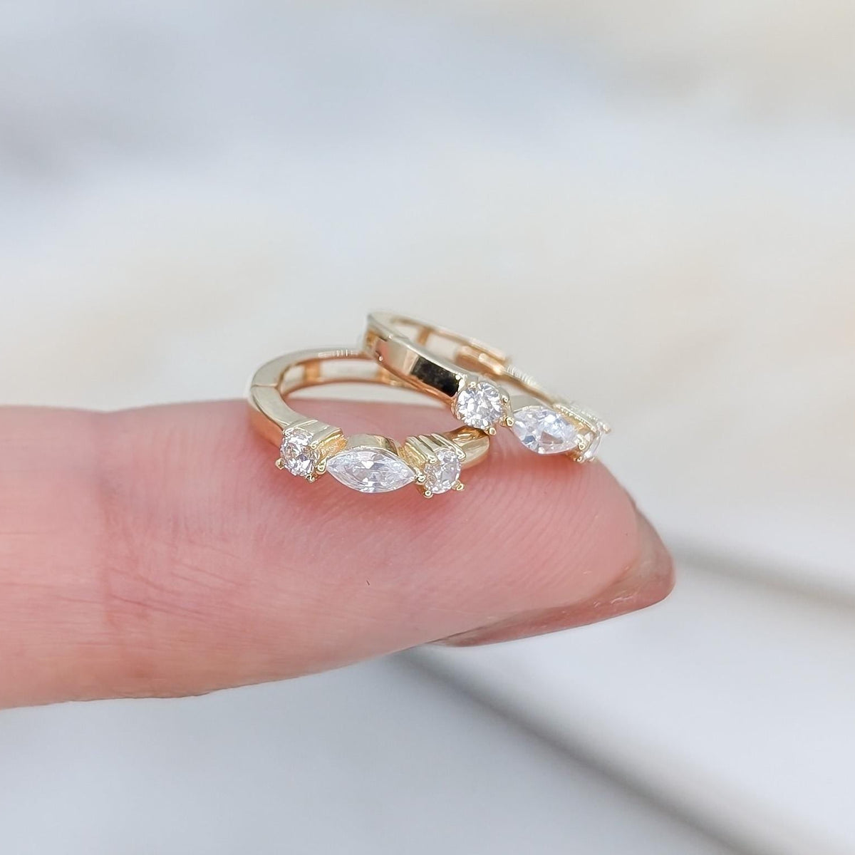 Mini Marquise Gold Huggies