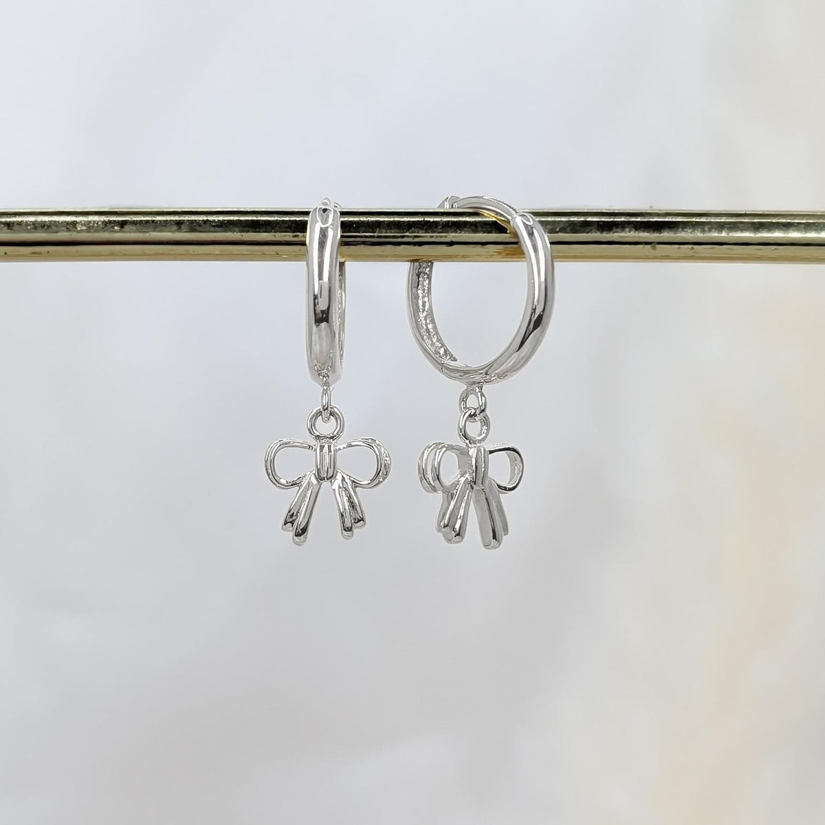 Mini Bow Hoop Earrings - .925 Sterling Silver