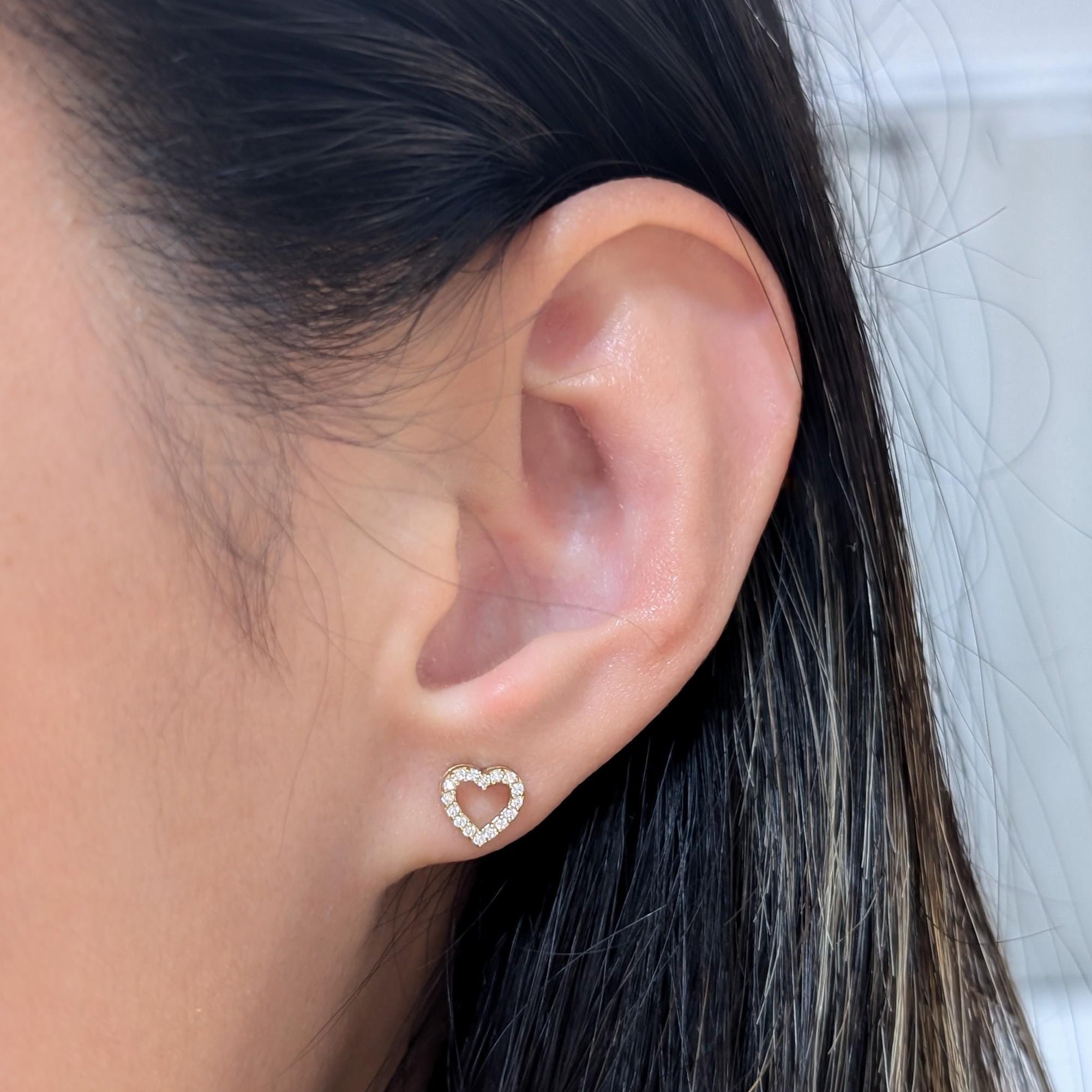Small Pavé Heart Studs