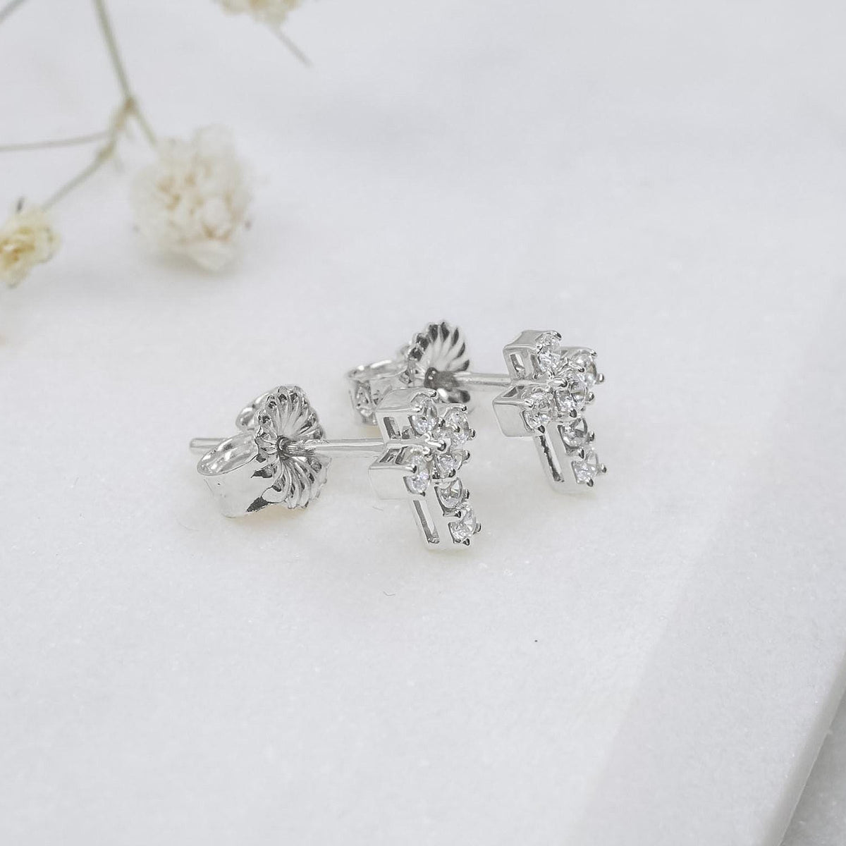 Mini Cross Earrings - .925 Sterling Silver