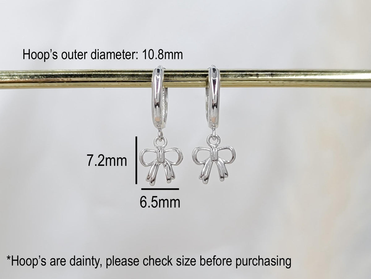 Mini Bow Hoop Earrings - .925 Sterling Silver