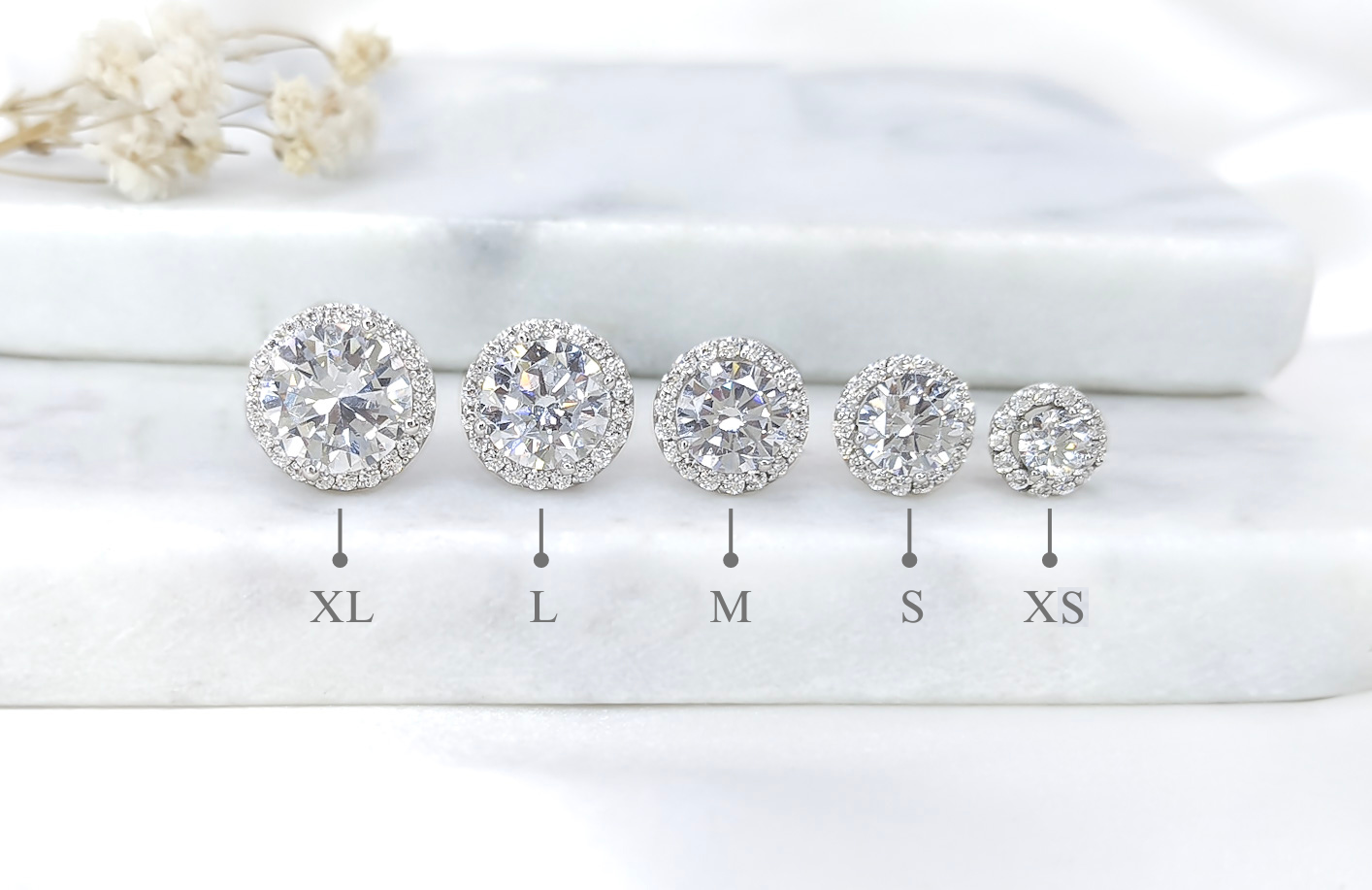 Halo Earrings - .925 Sterling Silver