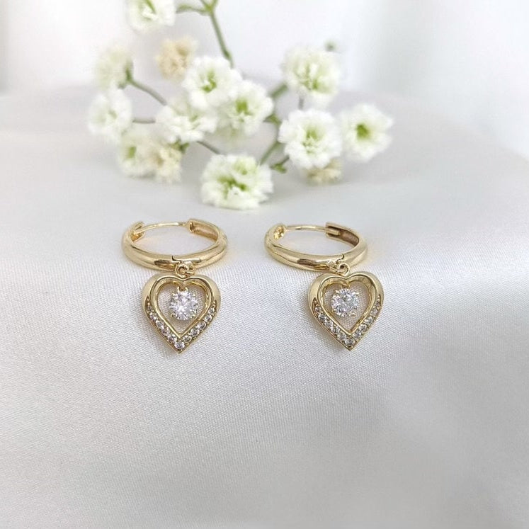 Pavé Heart Hoop Earrings