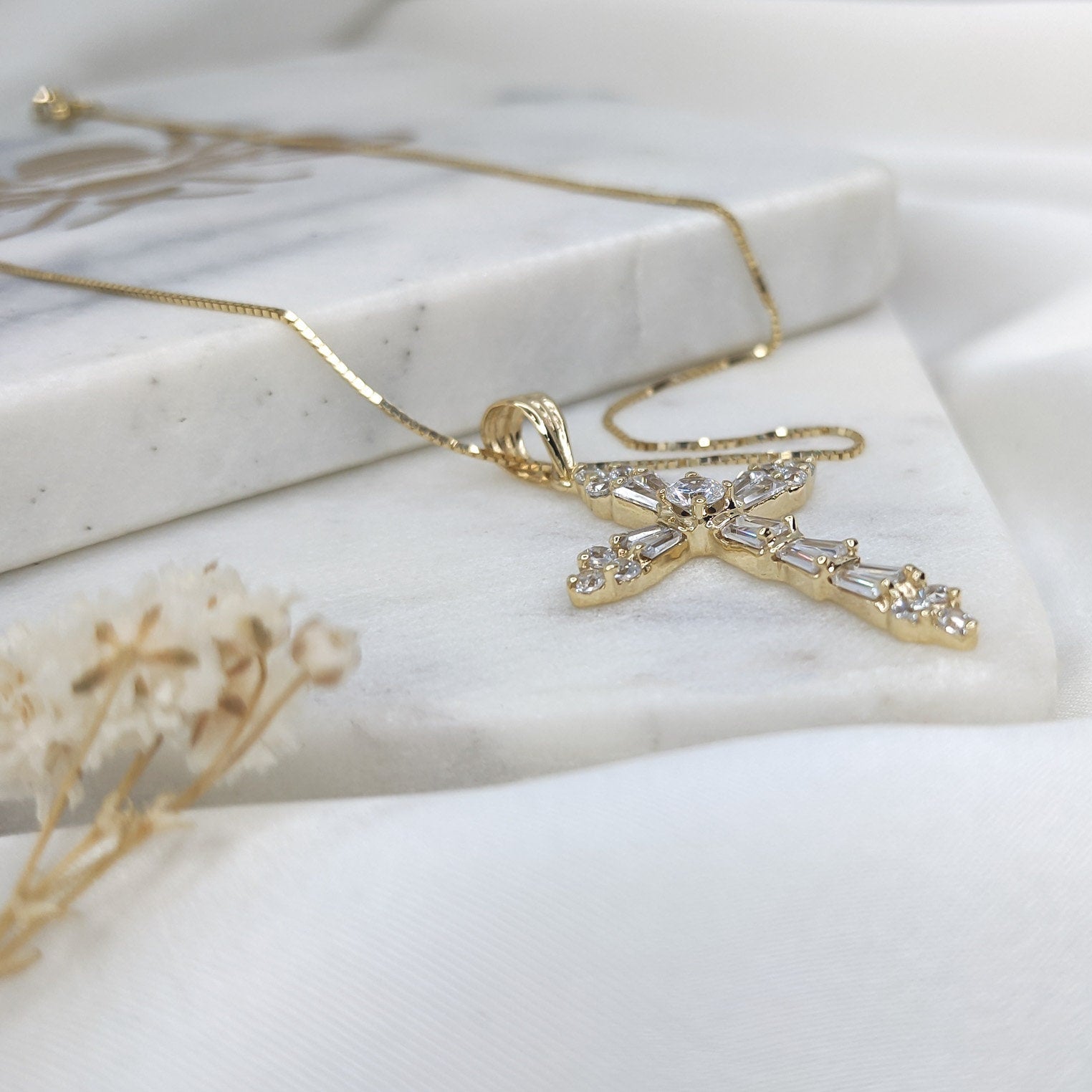 Taper Baguette Cross Pendant