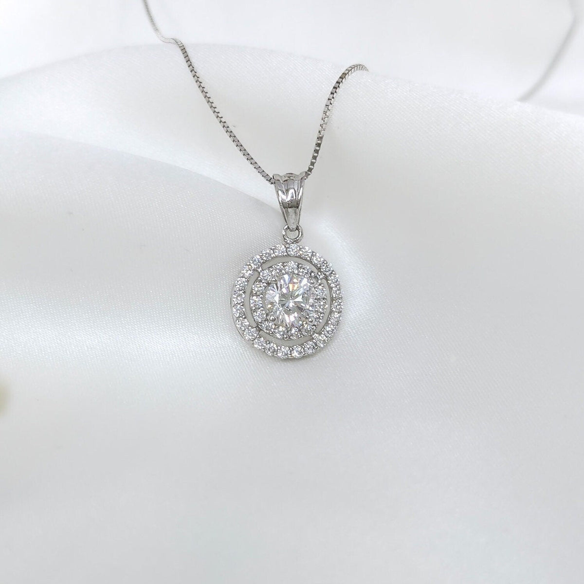 Double Pavé Halo Pendant