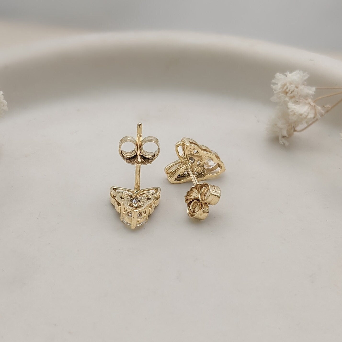 Butterfly Solitaire Stud Earrings