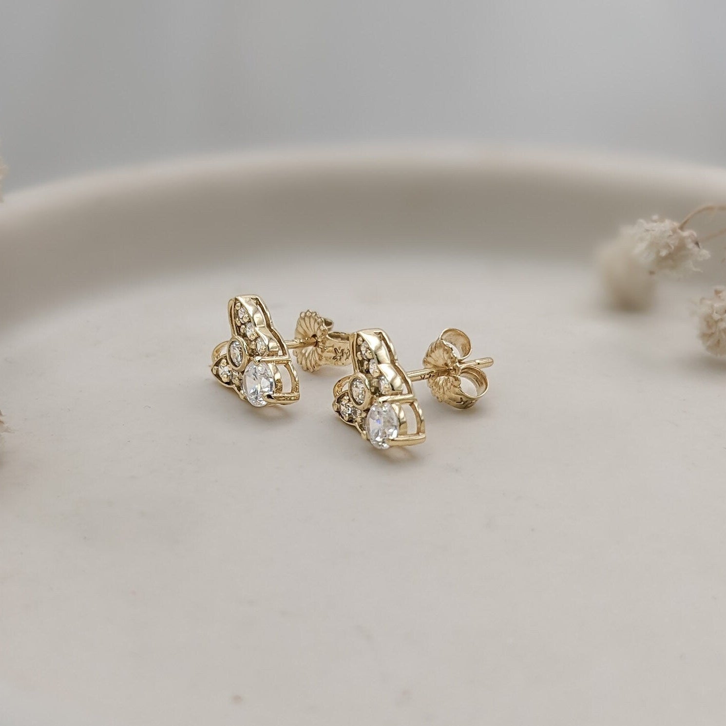 Butterfly Solitaire Stud Earrings