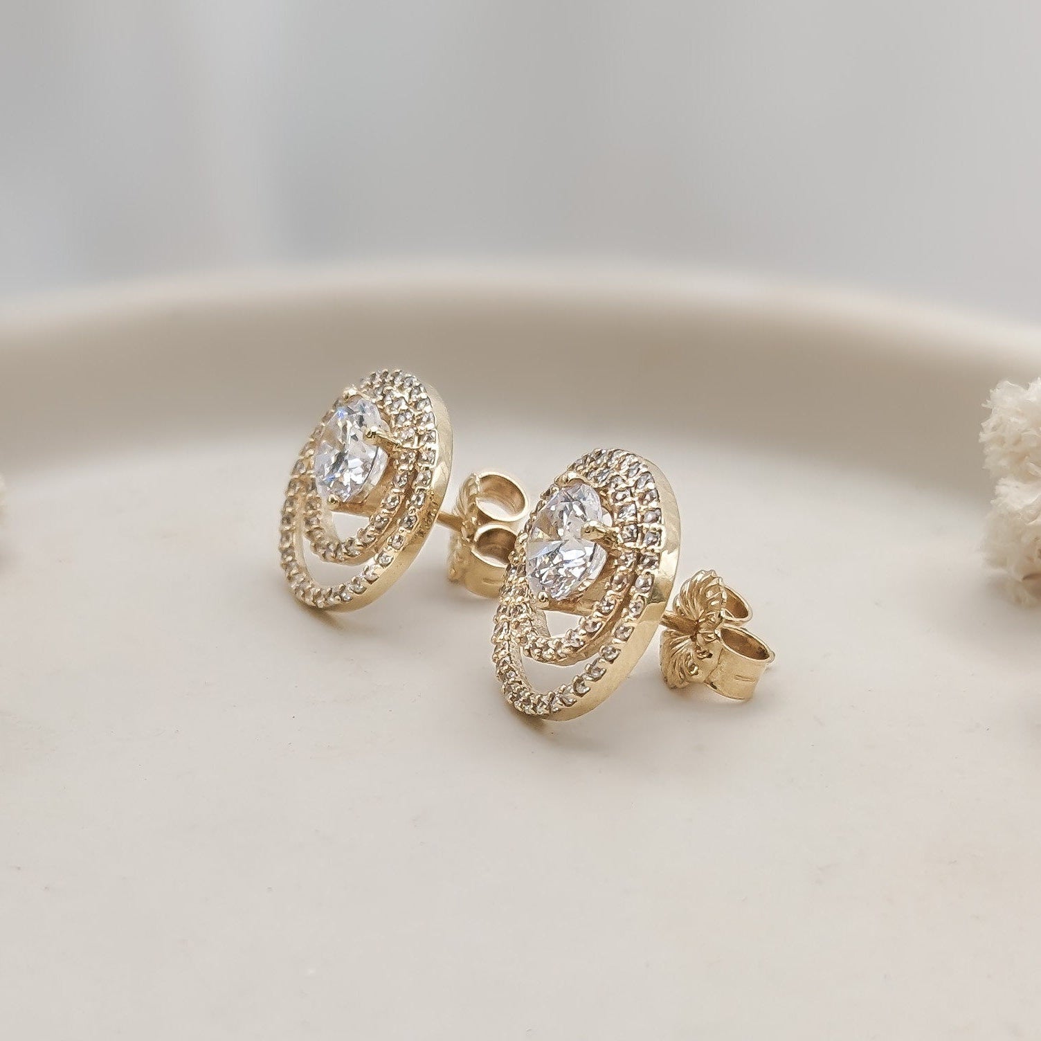 Double Stack Halo Earrings
