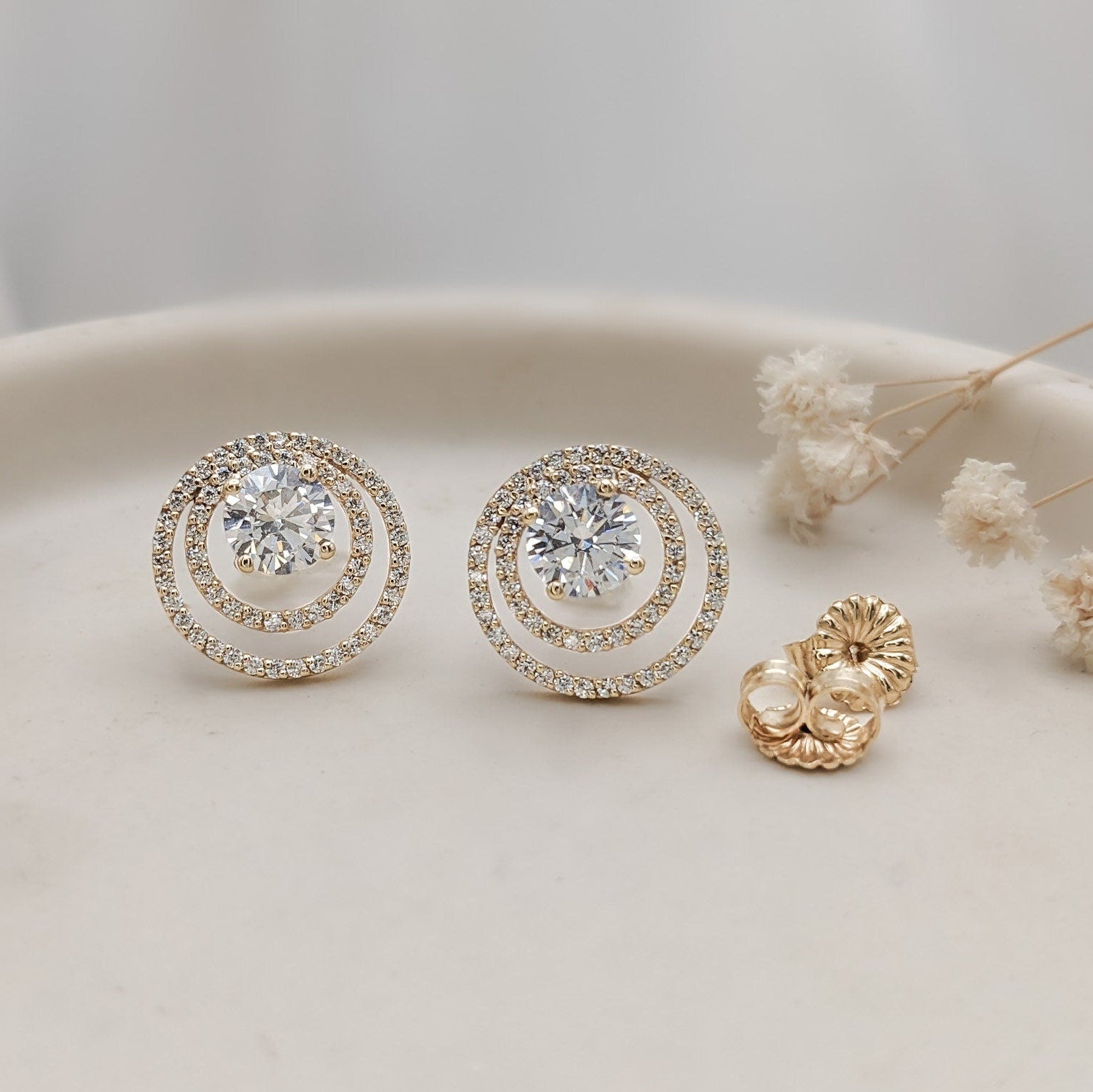Double Stack Halo Earrings