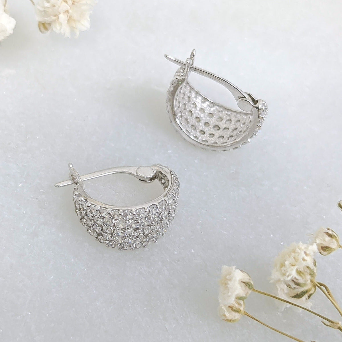 Lux Pavé Huggies