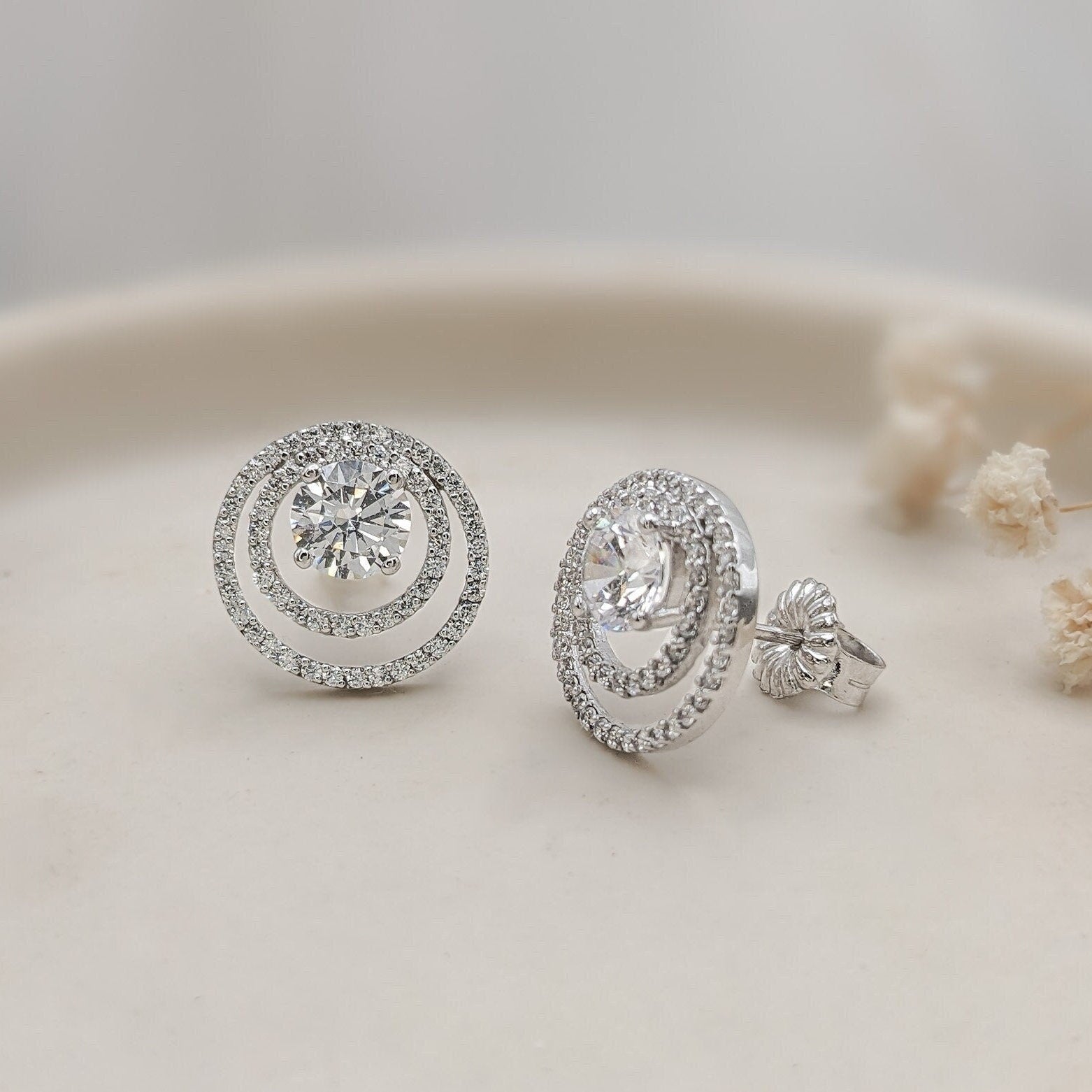 Double Stack Halo Earrings