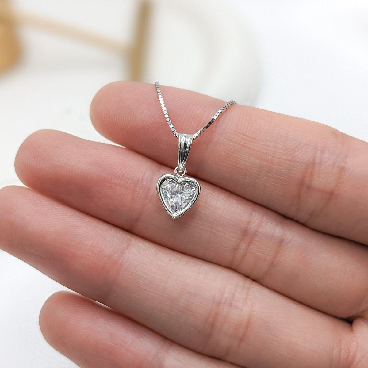Bezel Solitaire Heart Pendant