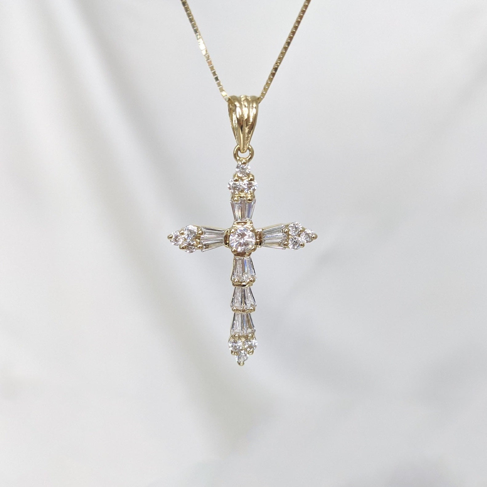 Taper Baguette Cross Pendant