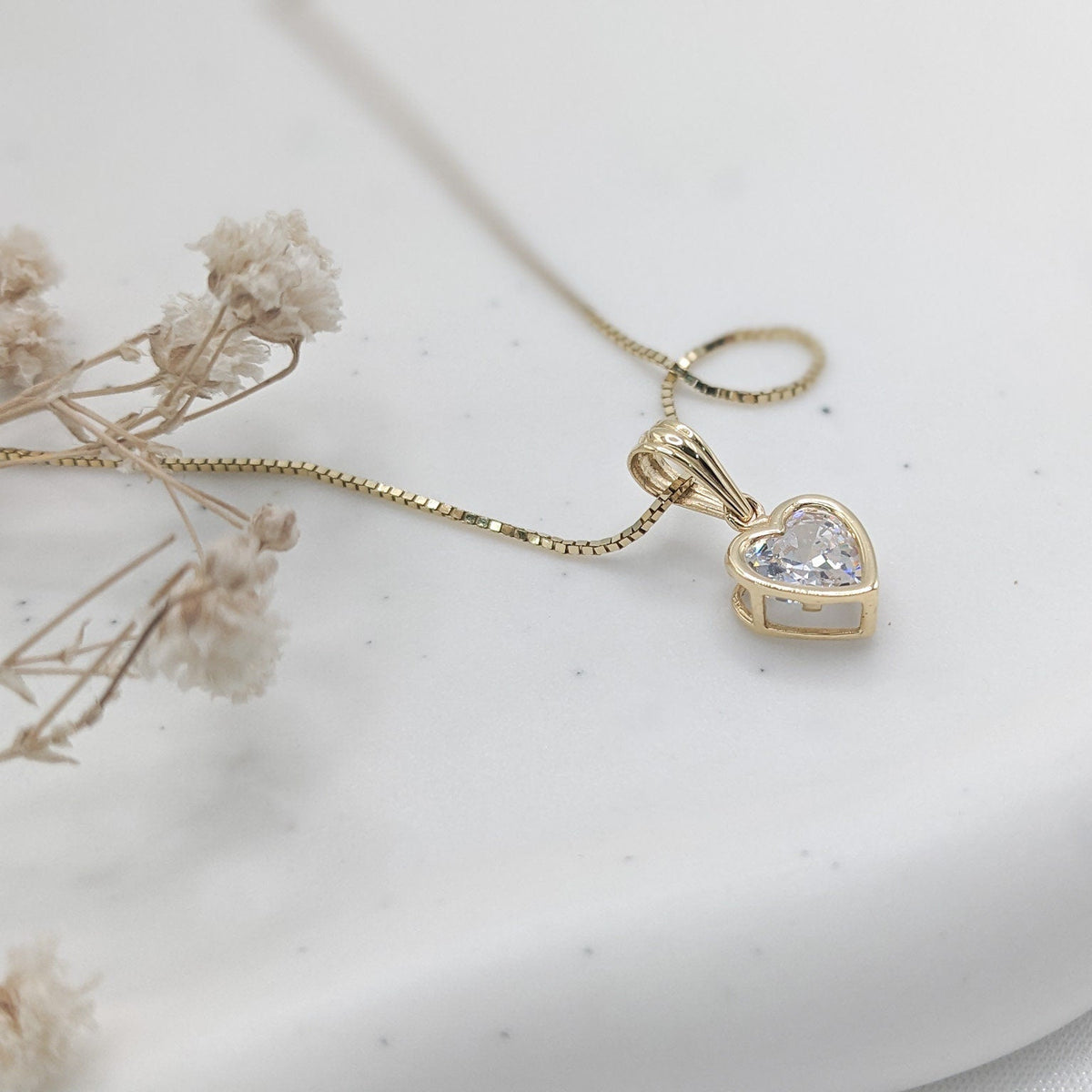 Bezel Solitaire Heart Pendant